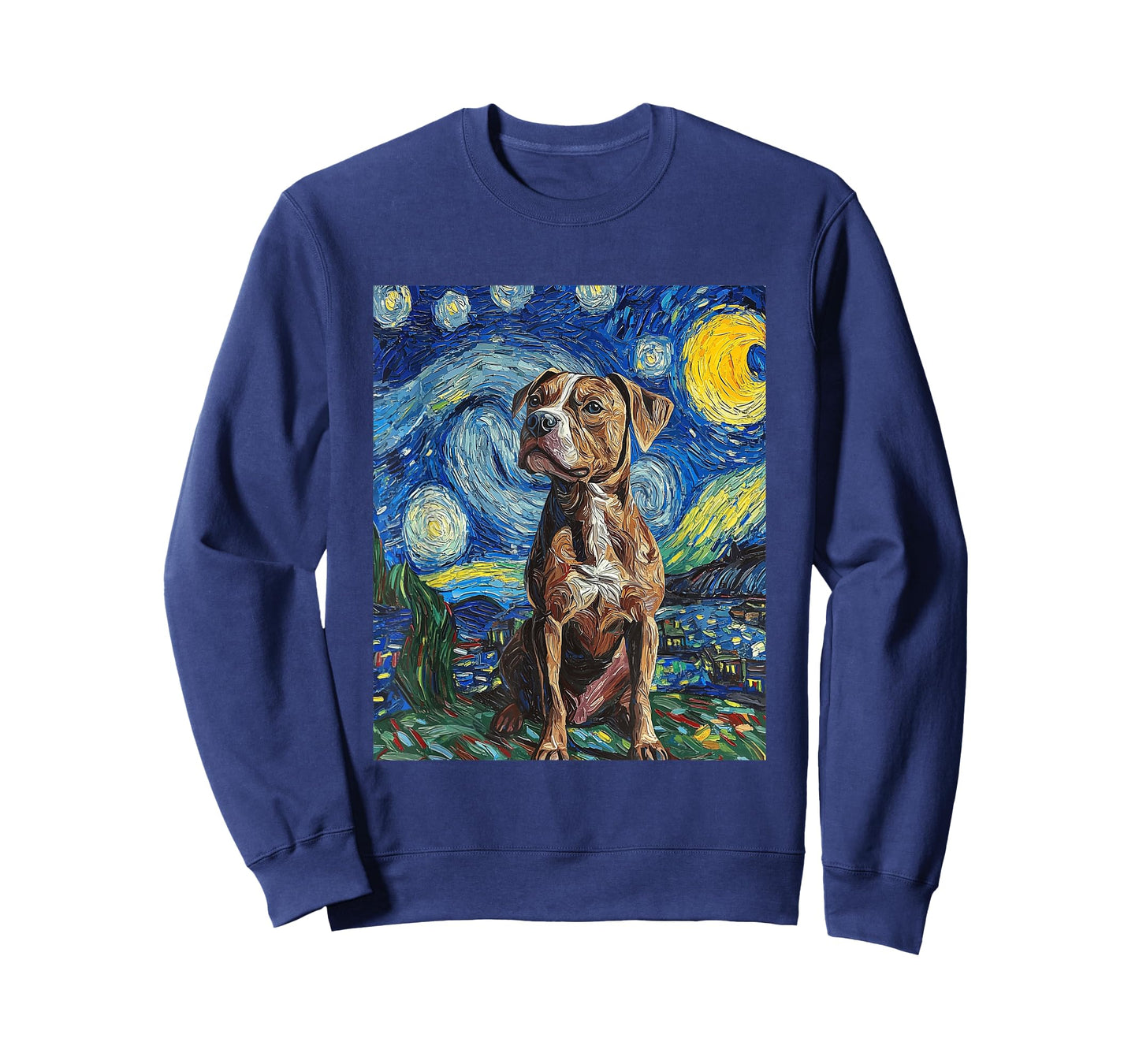 Pitbull Dog Pit Bull Pittie - Van Gogh Style - Starry Night T-Shirt