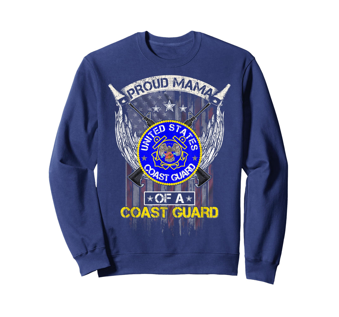 Vintage USA American Flag Proud Mama Of A US Coast Guard T-Shirt for Women Men