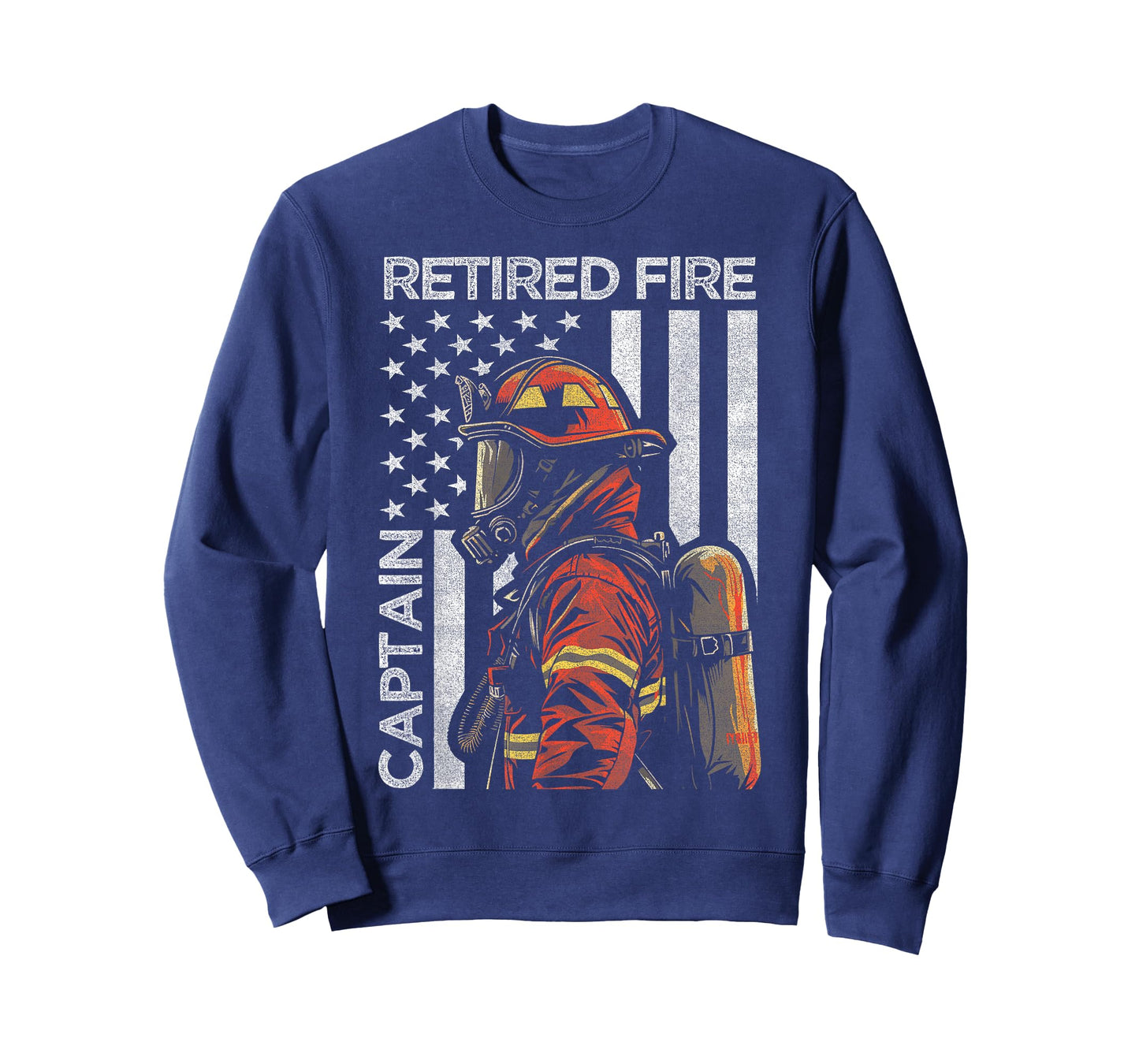 Retired Fire Captain Firefighter Retirement American Flag T-Shirt