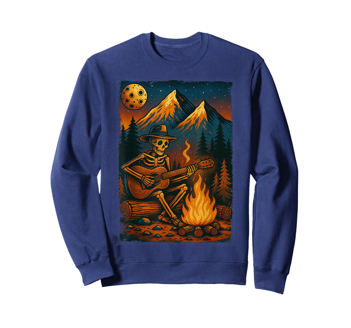 Camp Skeleton Country Music Campfire Skeleton Playing Guitar T-Shirt