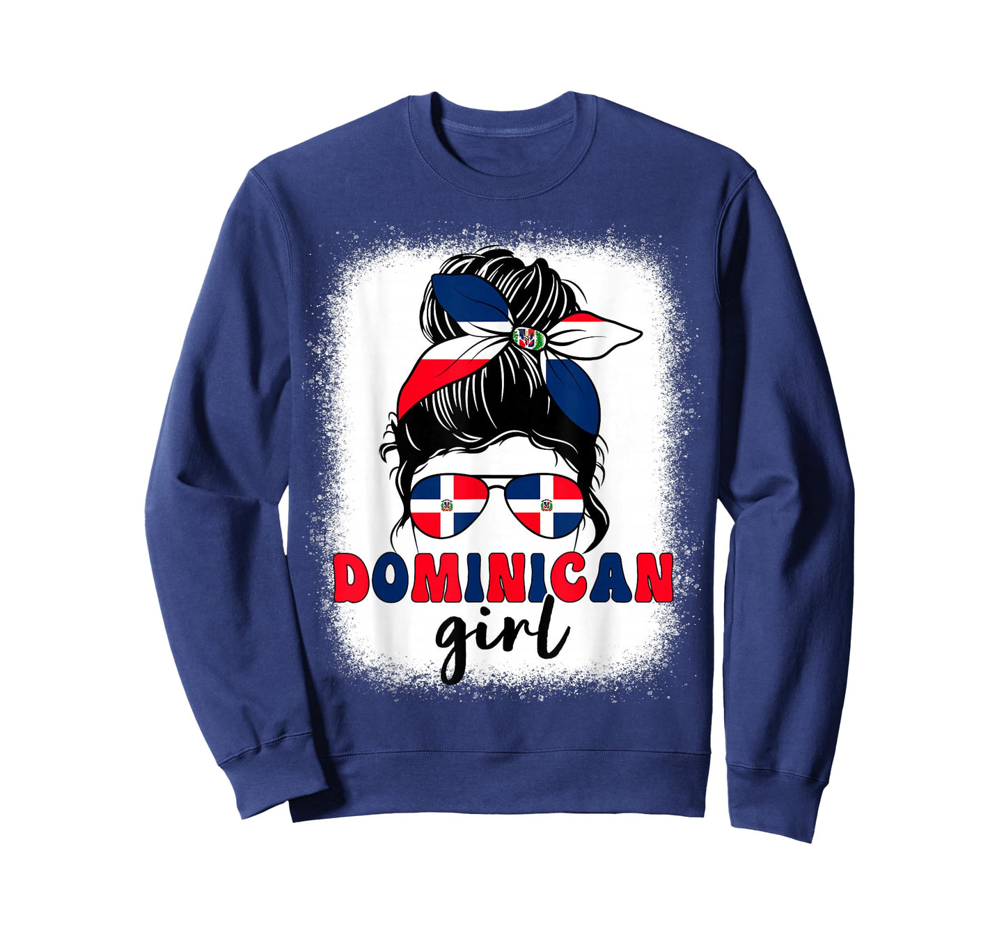 Dominican Girl Messy Bun Dominican Flag Patriotic Women Kids T-Shirt