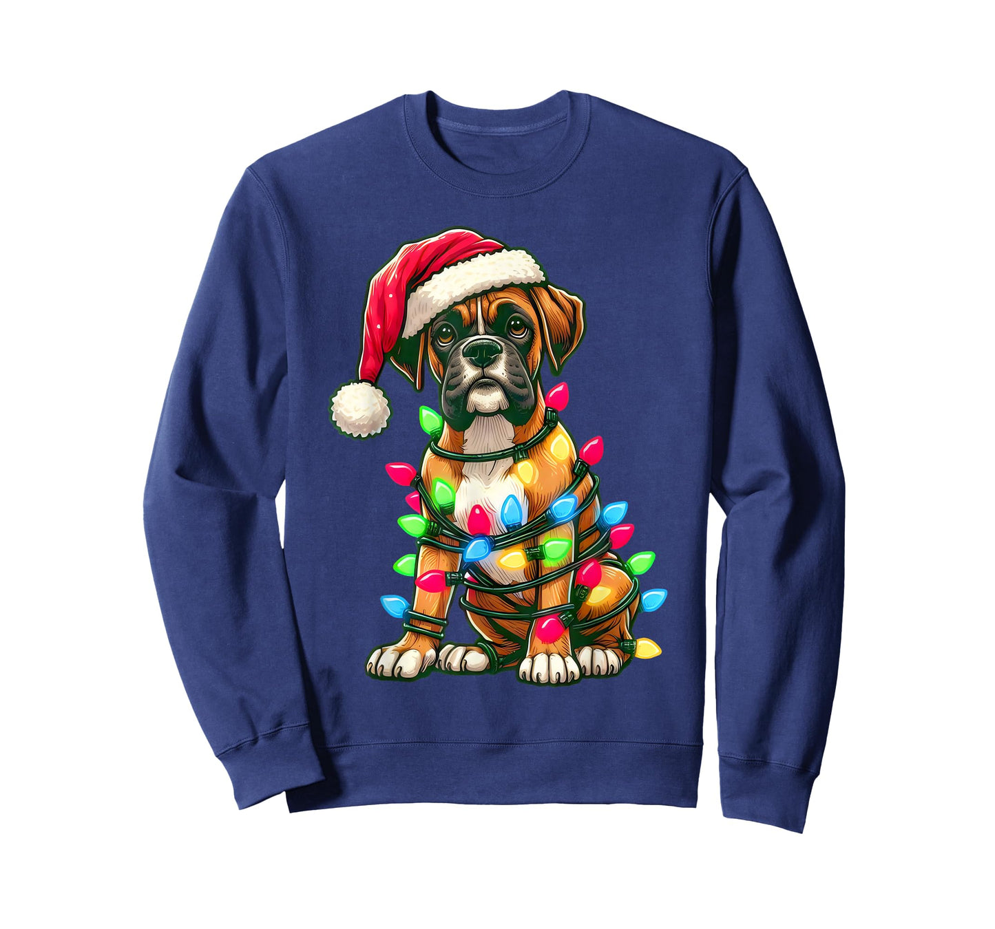 Merry Christmas Boxer Santa Christmas Lights Dog Xmas Tree T-Shirt