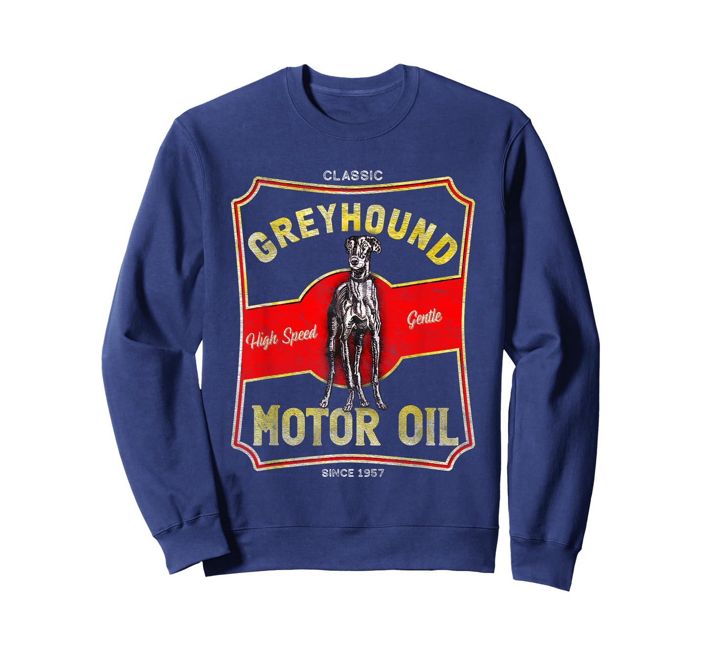 Greyhound Motor Oil Dog and Car Lover Vintage Style T-Shirt