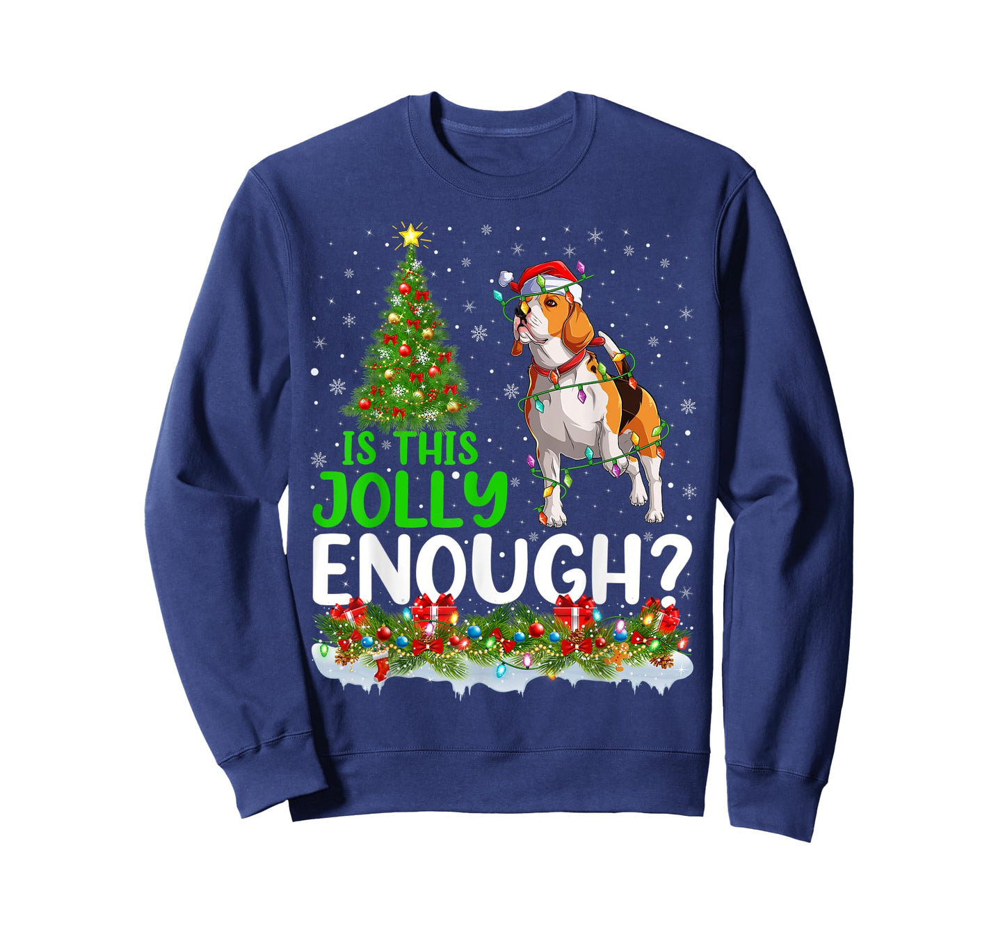 Is This Jolly Enough Santa Beagle Dog Christmas Tree T-Shirt