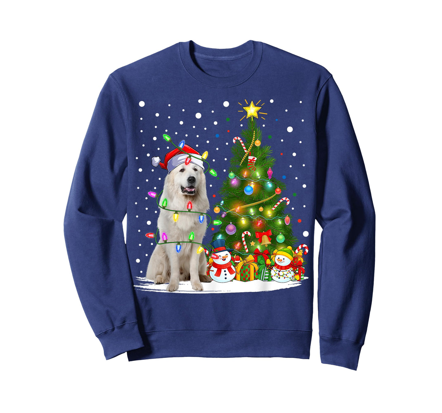 Lighting Xmas Tree Santa Great Pyrenees Dog Christmas T-Shirt