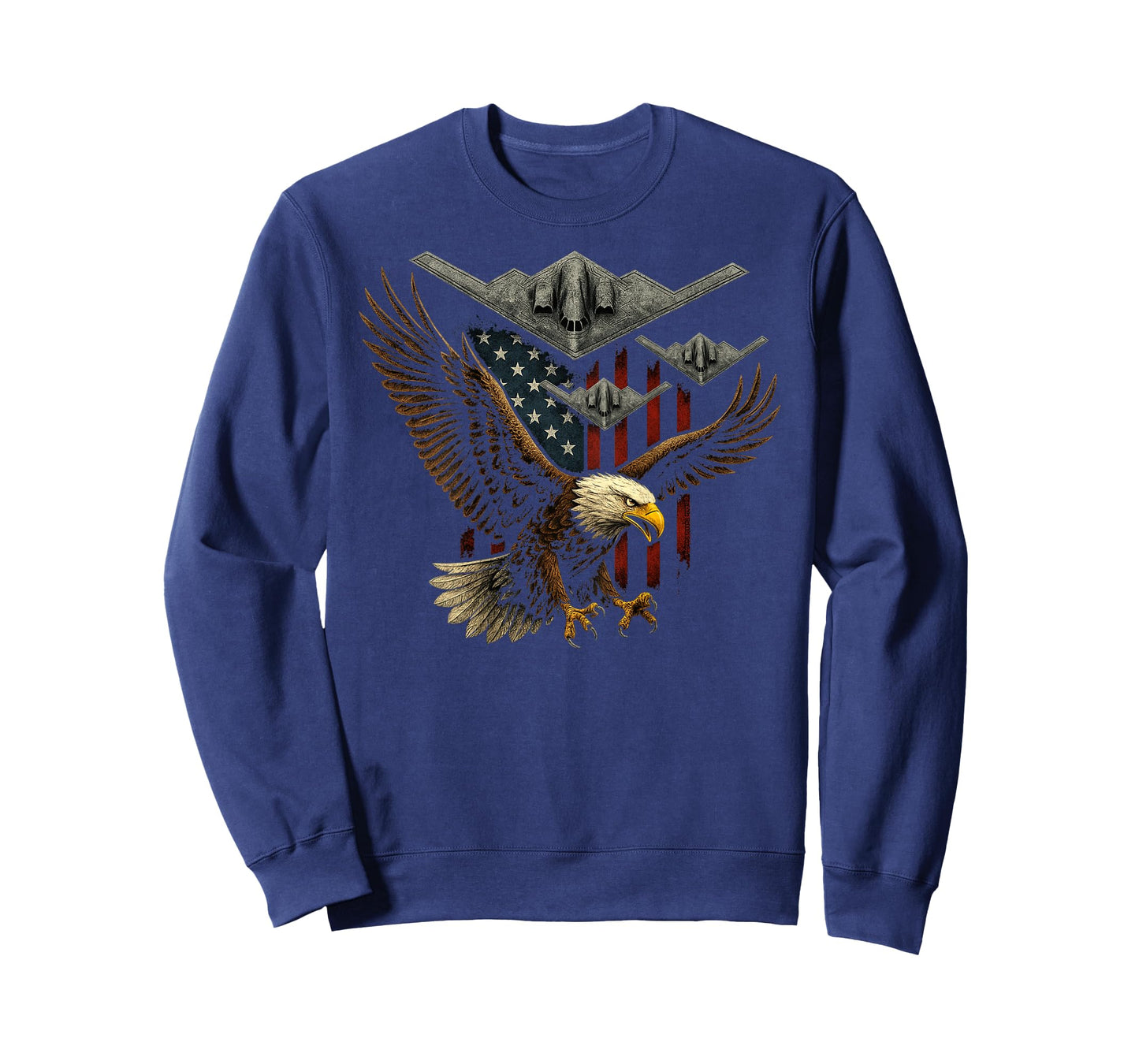 On Back Patriotic Eagle B2 Bombers American Flag 4th of July T-Shirt