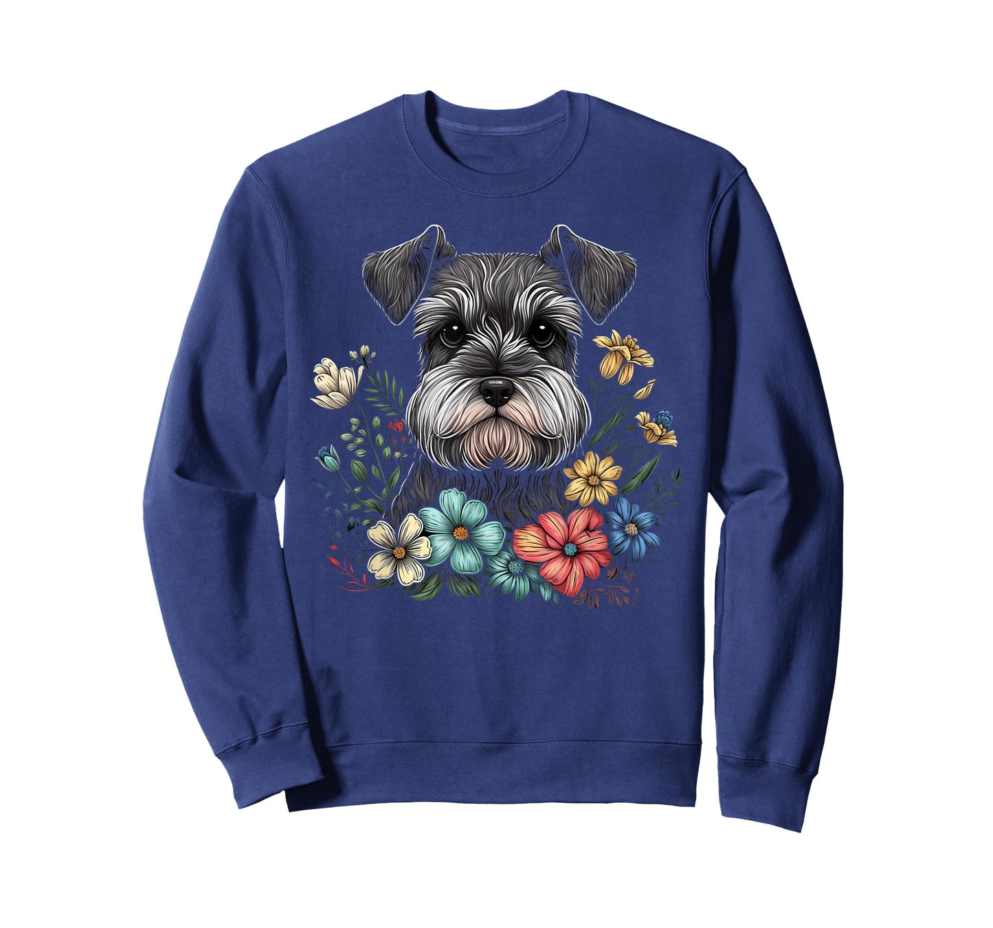 Miniature Mini Schnauzer Floral Garden Dog Art with Flowers T-Shirt