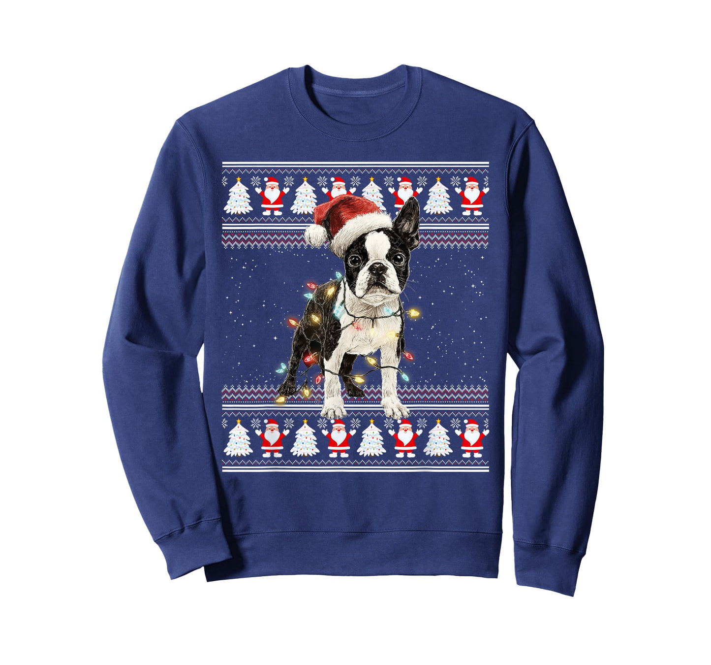 Boston Terrier Ugly Christmas Sweaters Funny Dog Lights Xmas T-Shirt