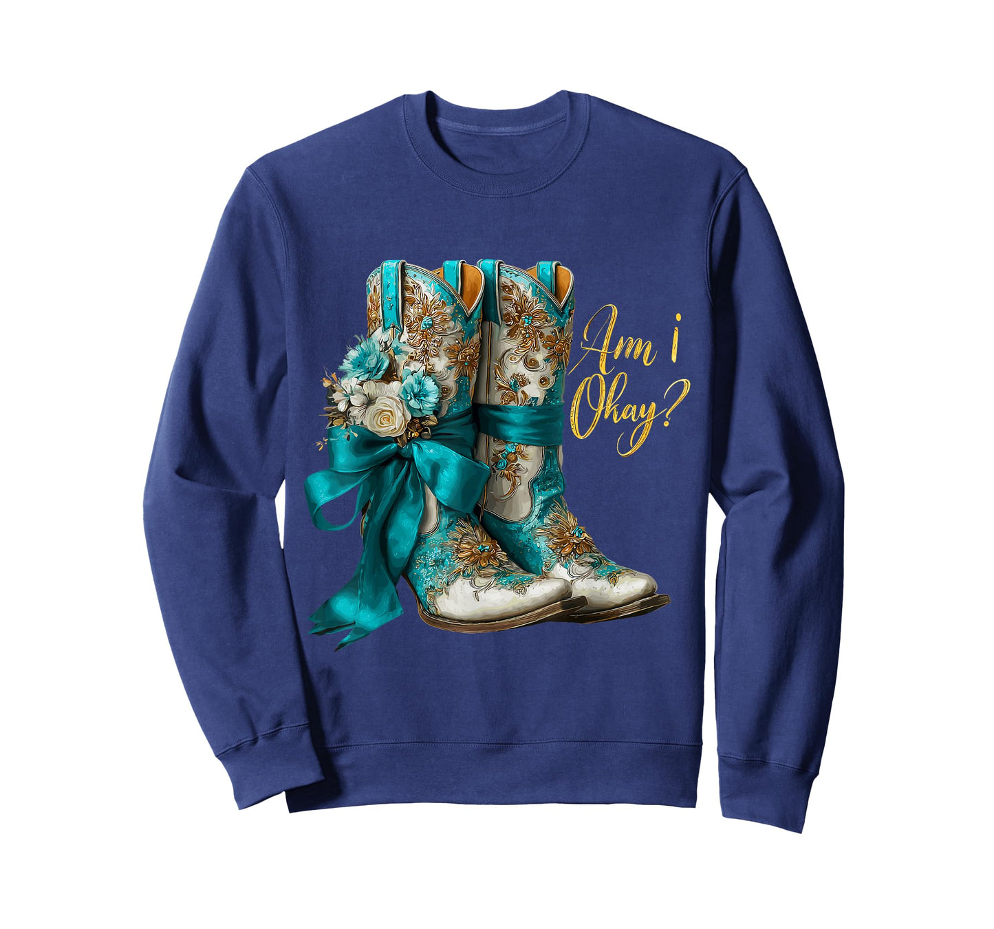 Am I Okay Boot Western Texas Cowgirl Coquette Bow Women Girl T-Shirt