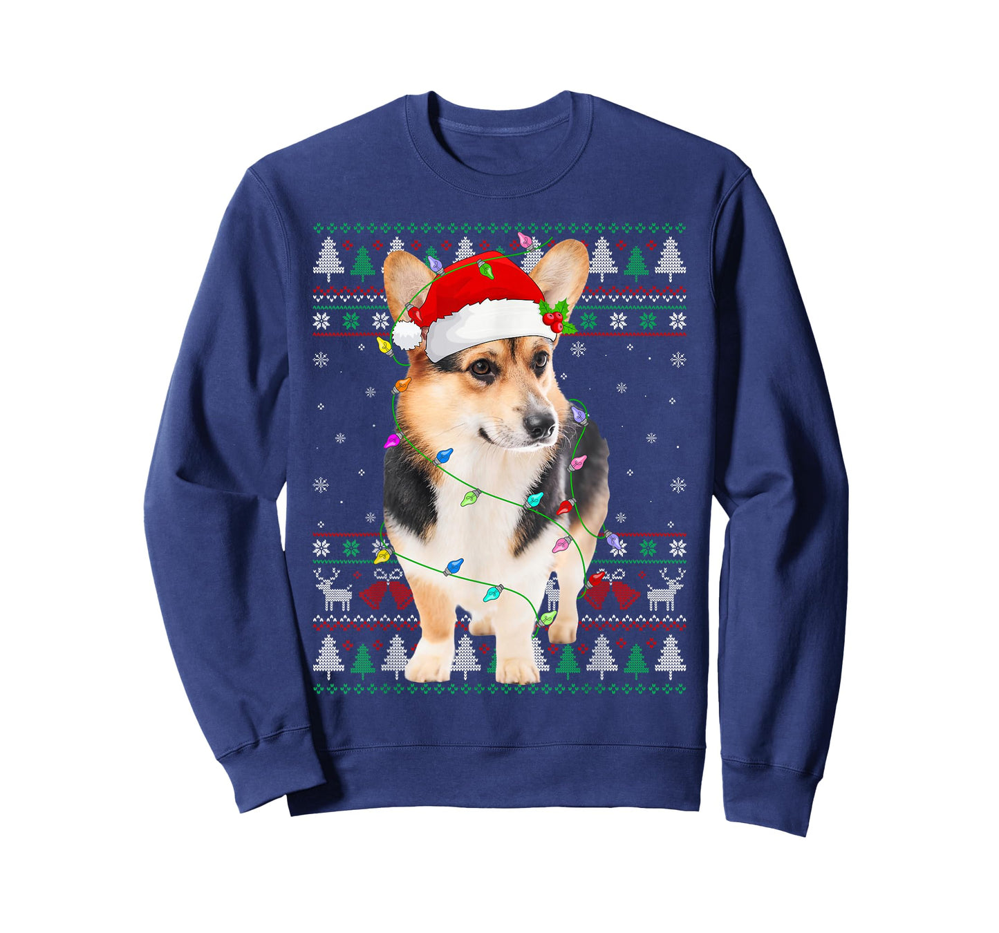 Cardigan Welsh Corgi Dog Christmas Ugly Sweater Lights Xmas T-Shirt