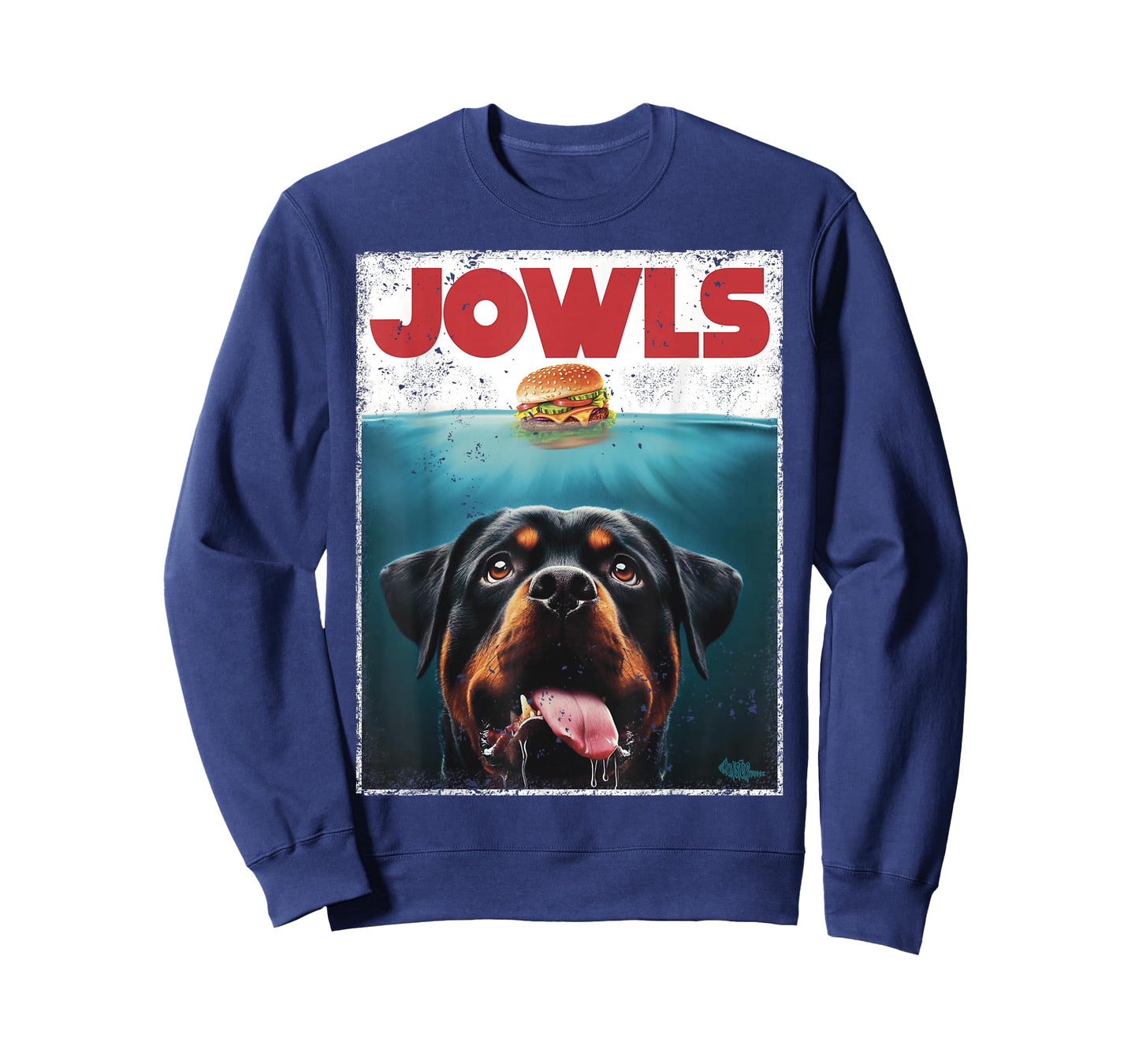 Funny Rottie Rottweiler Jowls Burger, Giant Tank Dog Mom Dad T-Shirt