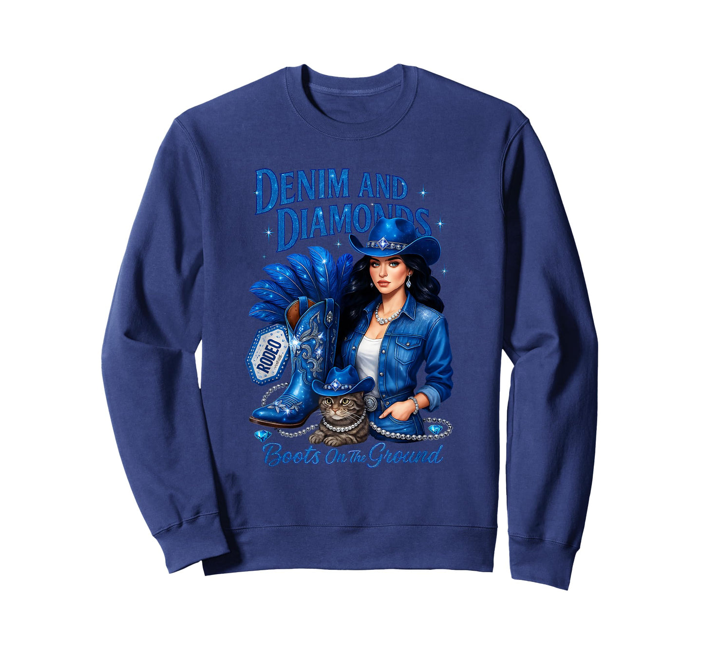 Denim and Diamonds Cowgirls Western Boots On The Ground T-Shirt