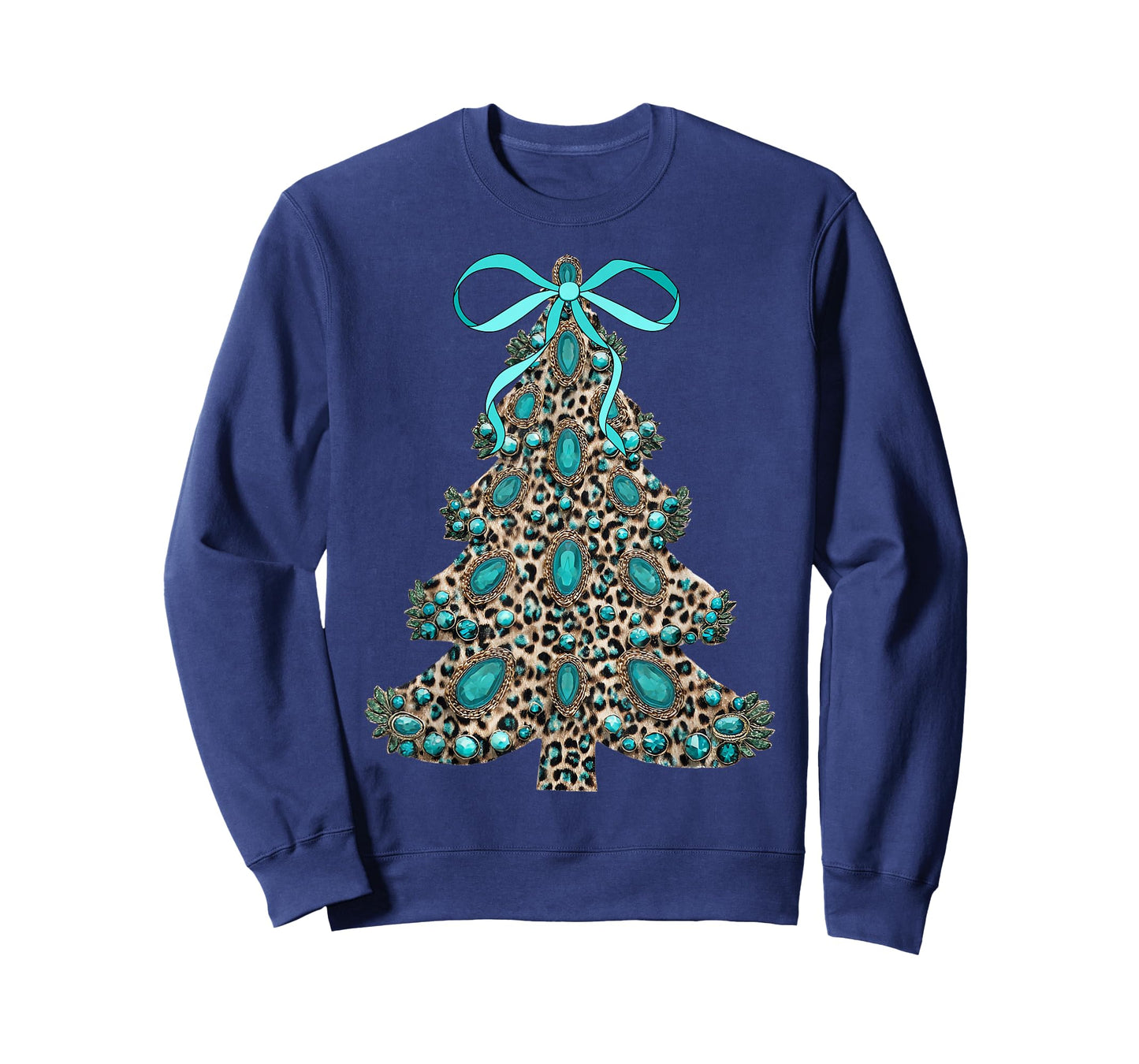 Boho Leopard Christmas Tree Cheetah Print Coquette Bow Xmas T-Shirt
