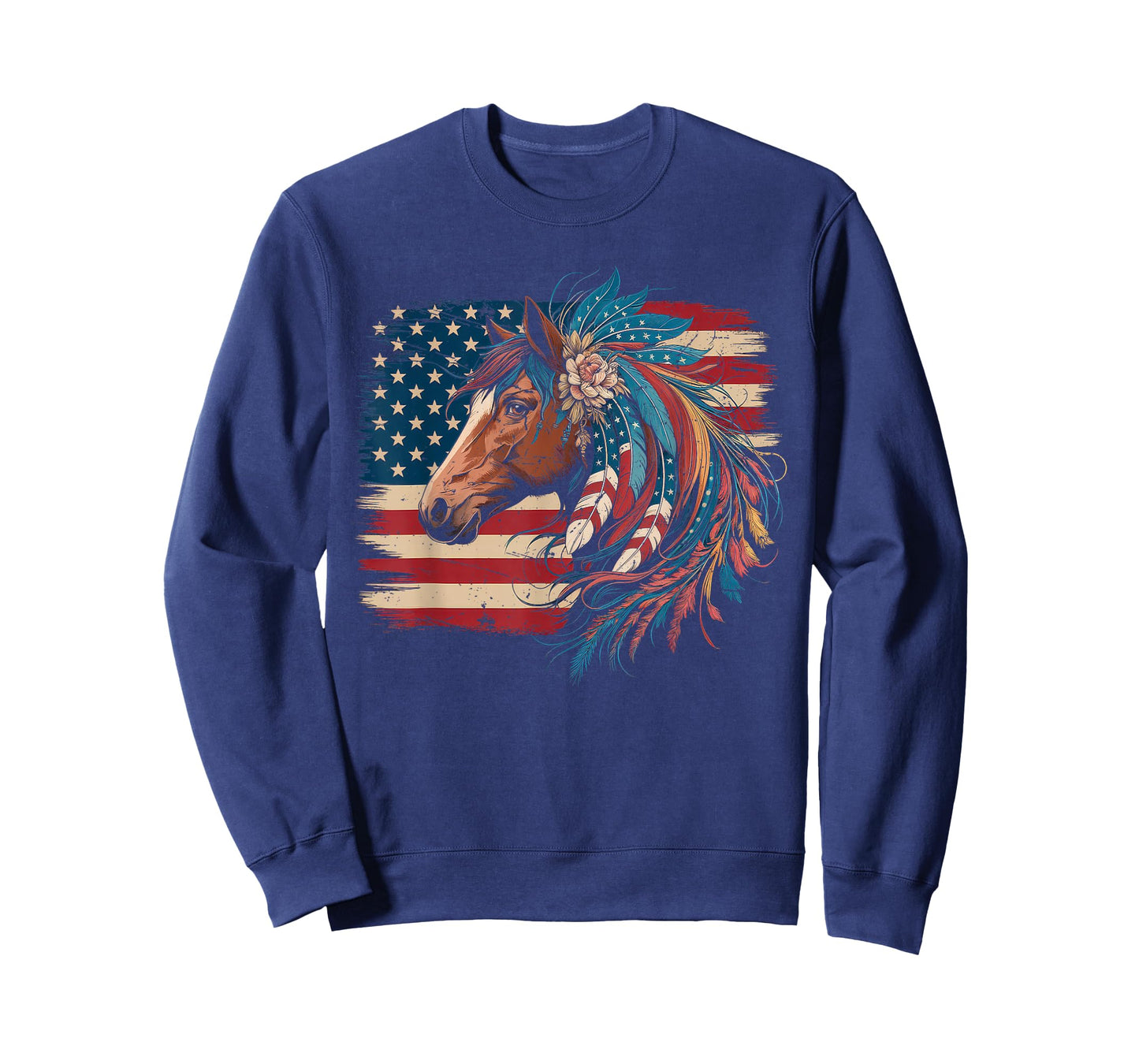 American Flag Horse Riding Tshirt Women Country Patriot USA T-Shirt
