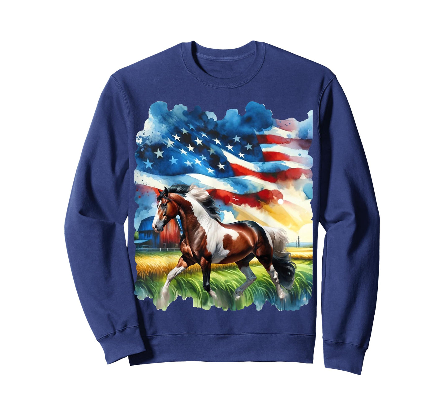 Patriotic Country Paint Horse with American Flag T-Shirt