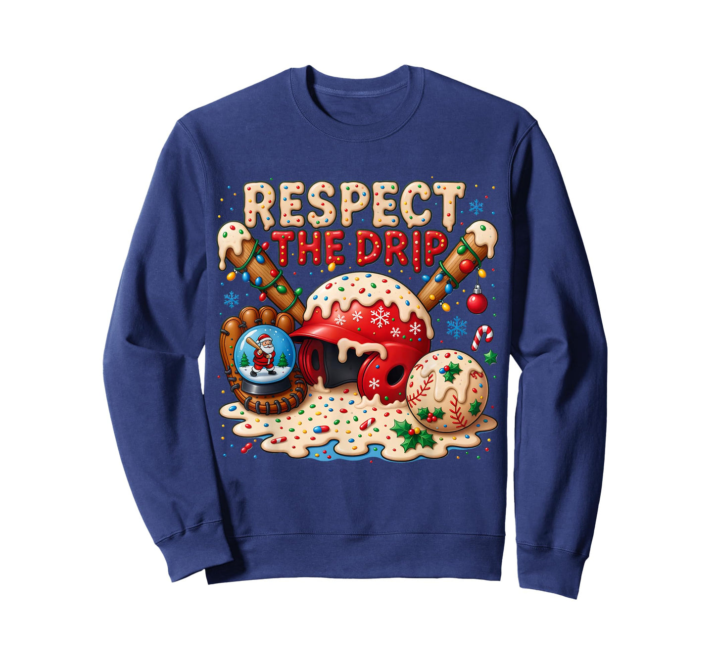 Christmas Baseball Respect The Drip Home Plate Ice Cream T-Shirt