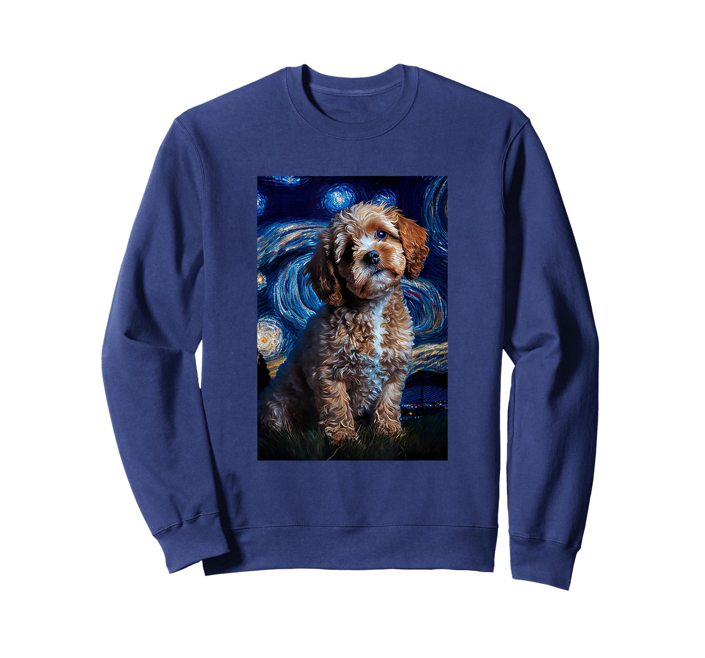 Cavapoo in Starry Night Painting Dog Mom Dad T-Shirt