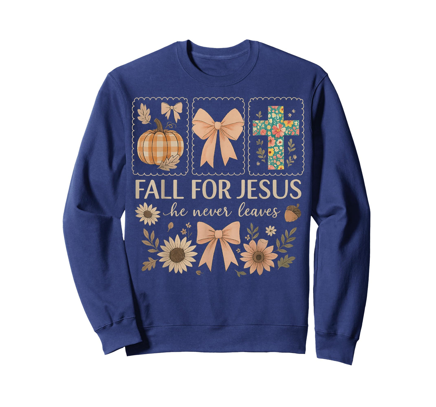 Fall for Jesus He Never Leaves Thanksgiving Fall Funny Jesus T-Shirt