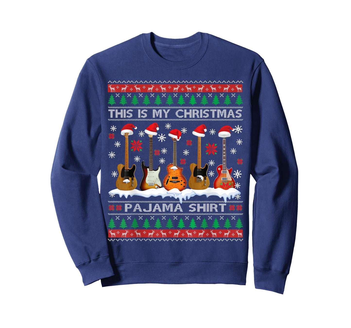This Is My Christmas Pajama Shirt Guitar Ugly Xmas Sweater T-Shirt