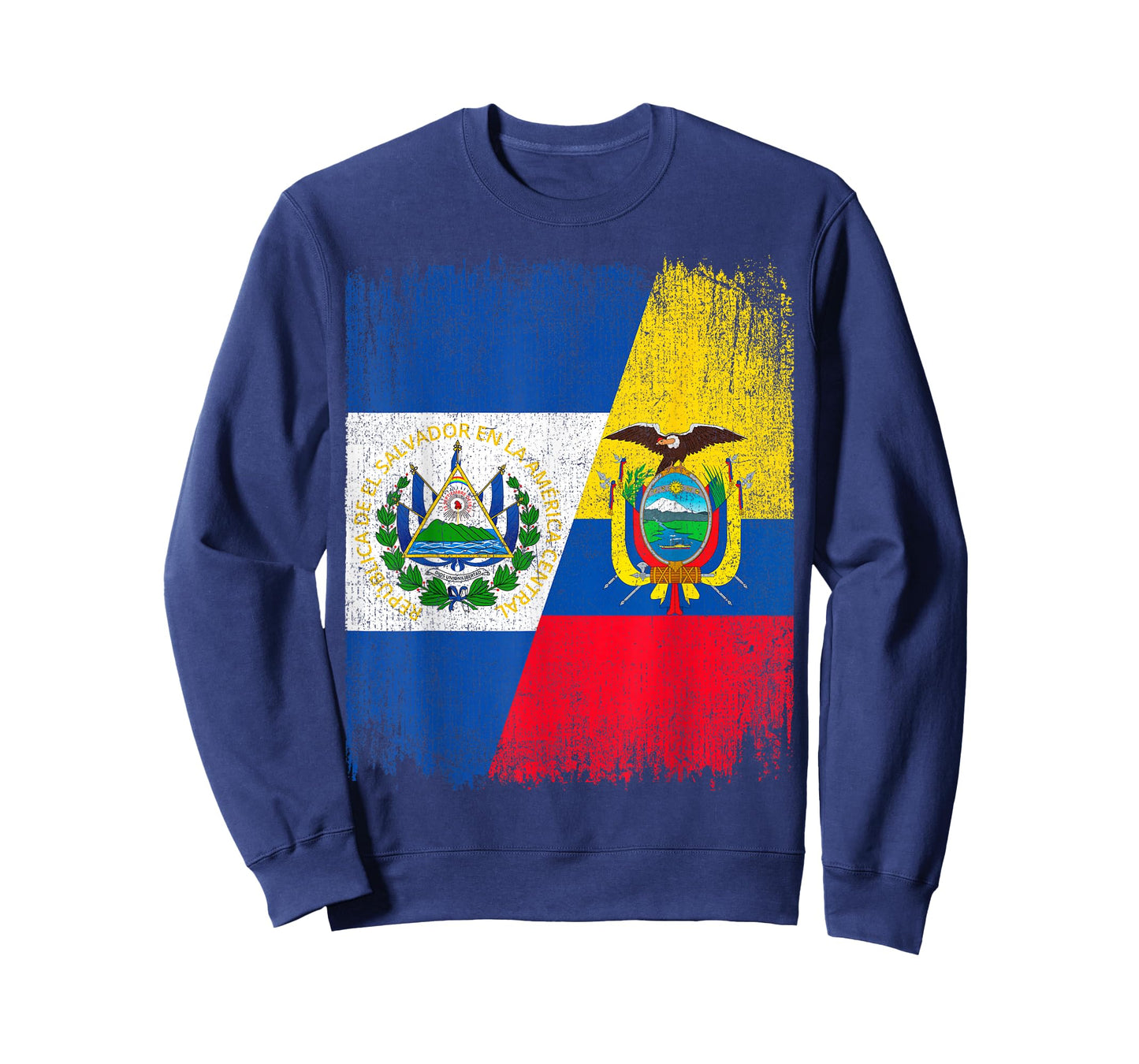 Half El Salvador Ecuador Flag Salvadoran Ecuadorian Roots T-Shirt