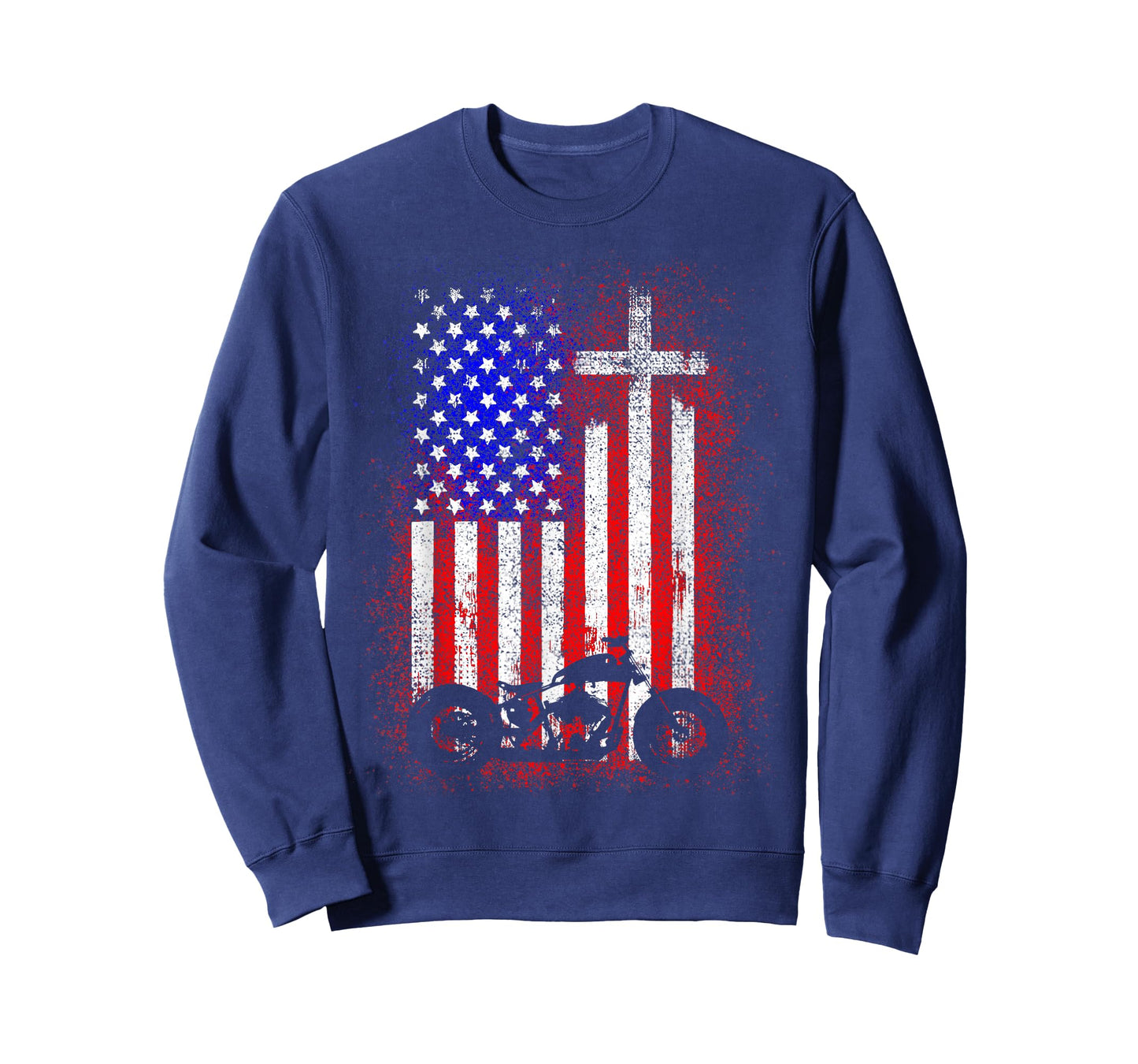 Vintage Motorcycle USA Flag Christian Faith for Bikers T-Shirt