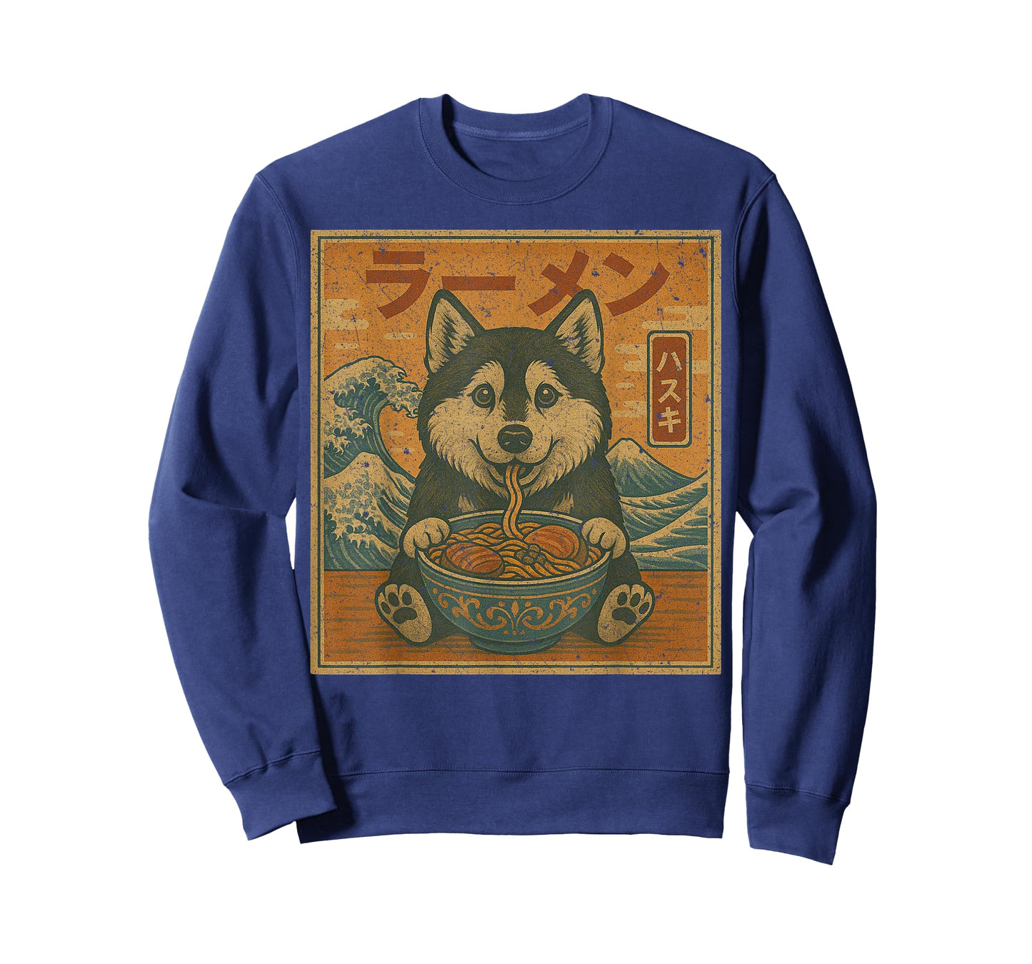 Funny Kawaii Ramen Husky Japanese Noodles Husky Eating Ramen T-Shirt