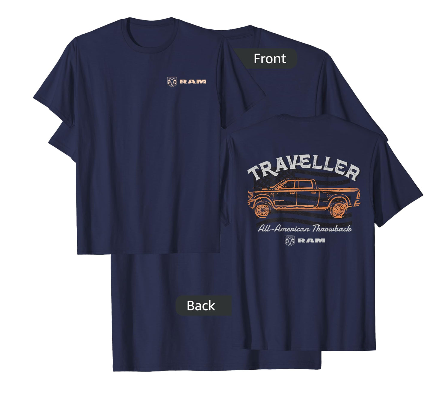RAM Trucks All-American Throwback - Light Print (Front/Back) T-Shirt