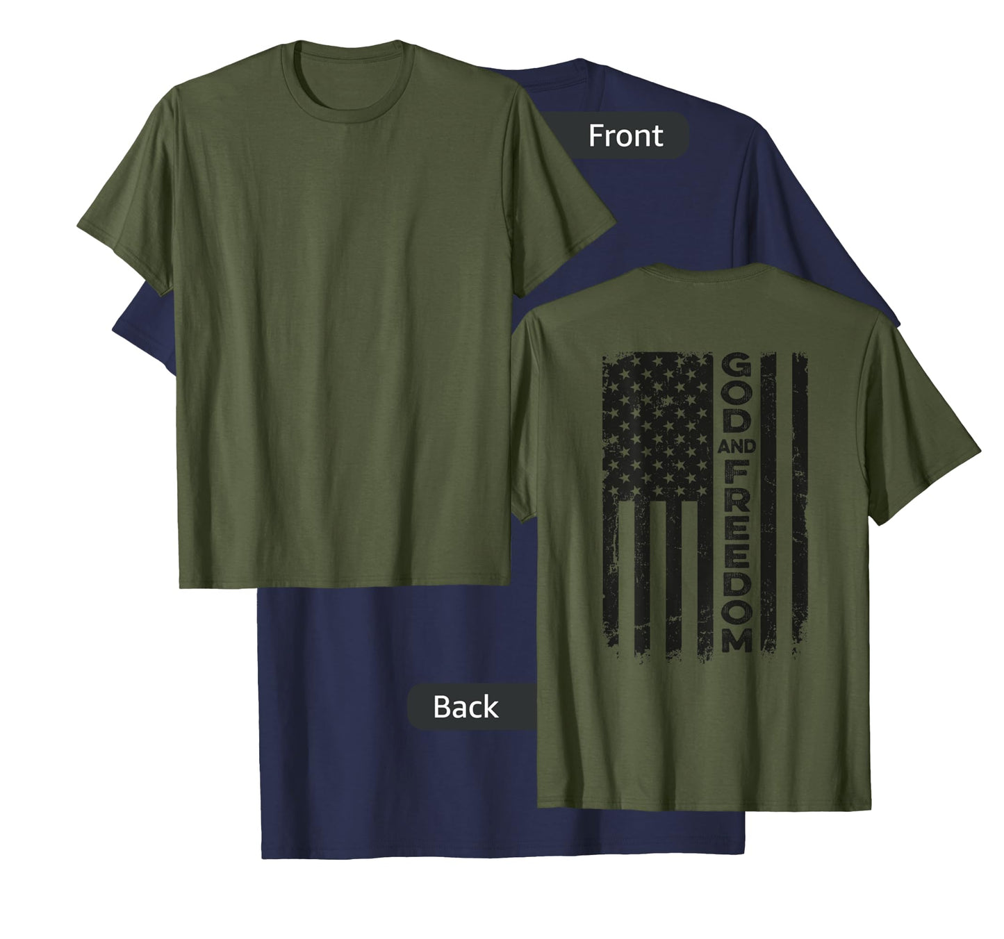 God And Country - USA Patriotic Christian Camo Flag -ON BACK T-Shirt