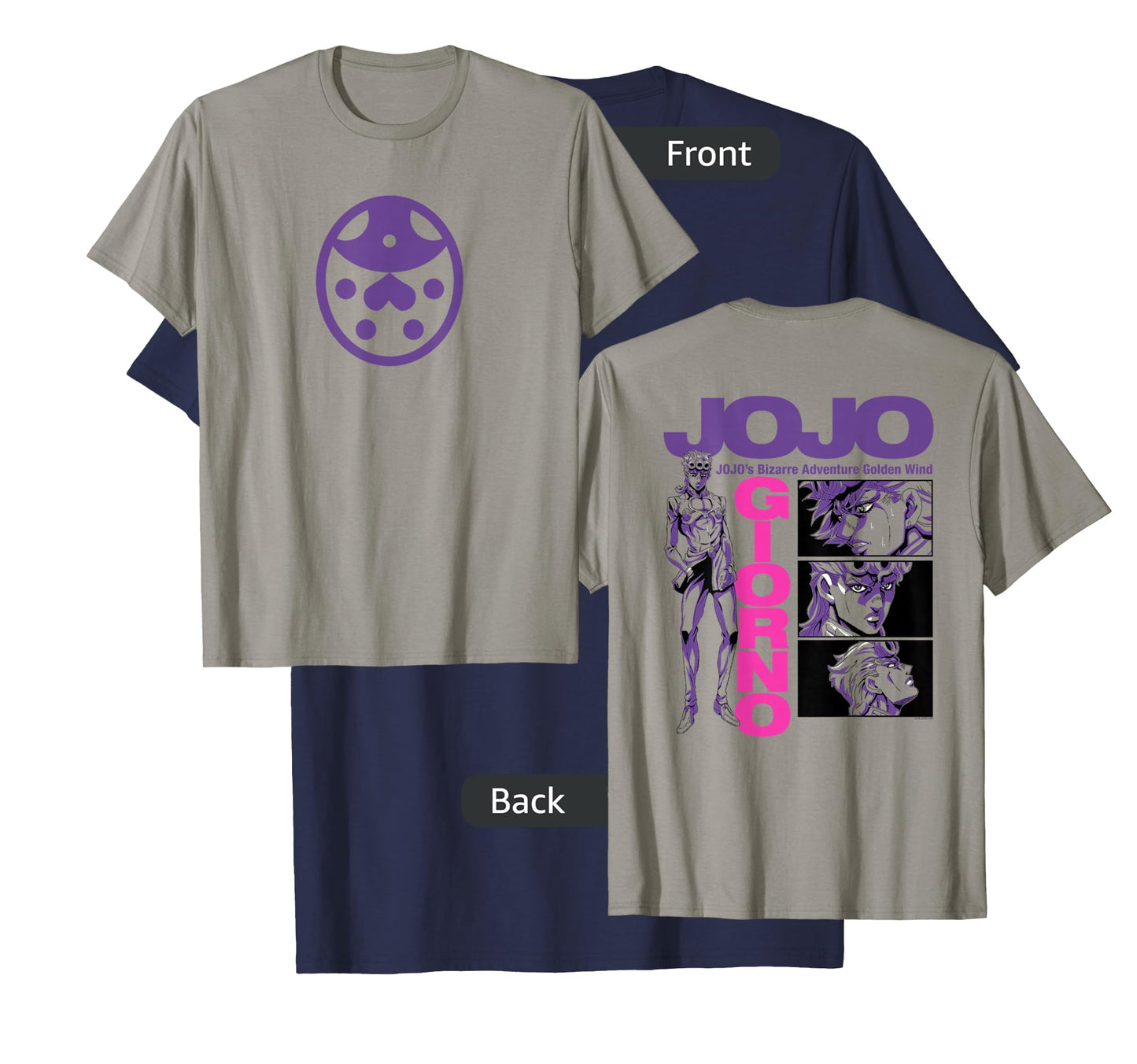JoJo Golden Wind Giorno's Ladybug Brooch Front and Back T-Shirt