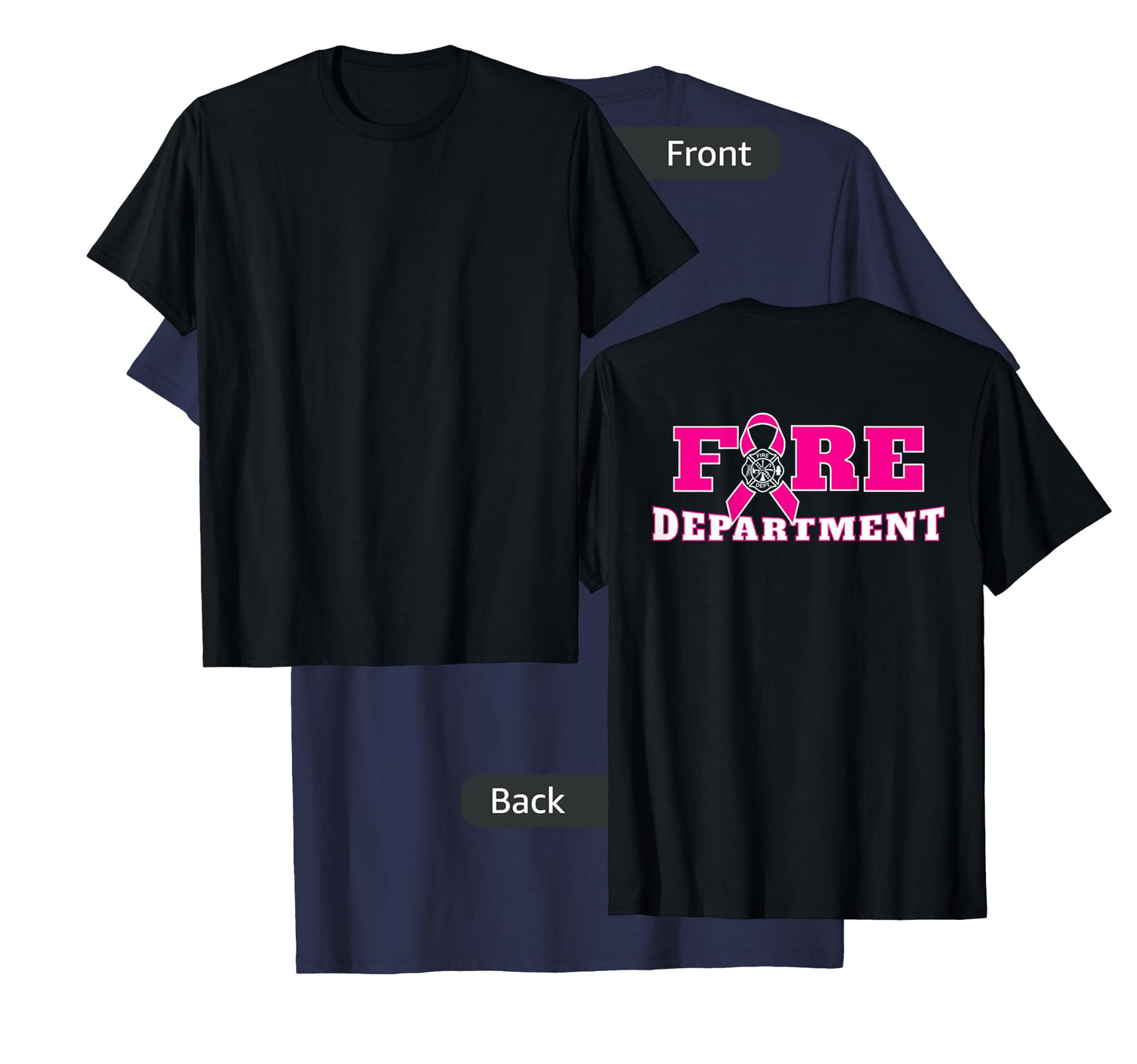 Breast Cancer Awareness Fire Department Pink Ribbon BACK T-Shirt