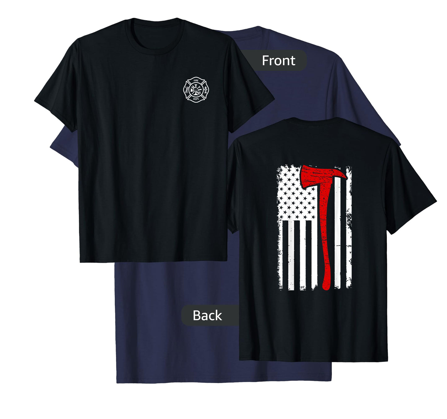Thin Red Line Firefighter Fire Dept. Axe Design patriotic T-Shirt