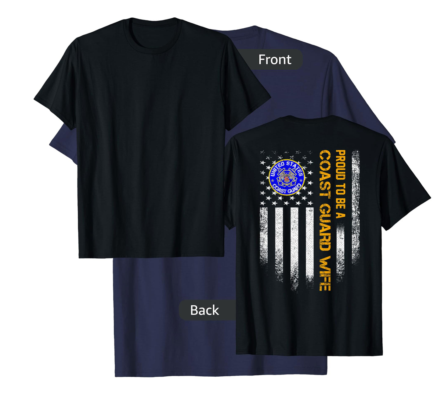 Vintage USA Flag Proud To Be A US Coast Guard Veteran Wife T-Shirt