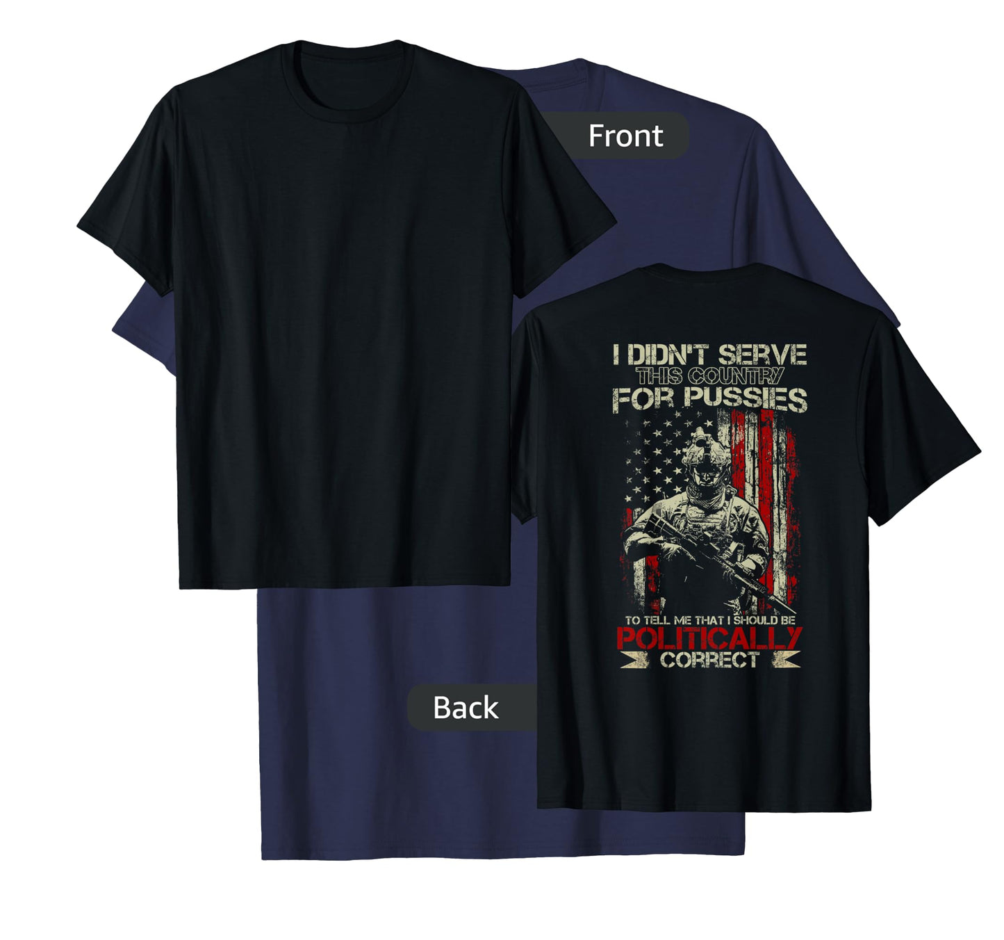 I Didn't Serve This Country For Pussies USA Flag on back T-Shirt for Women Men