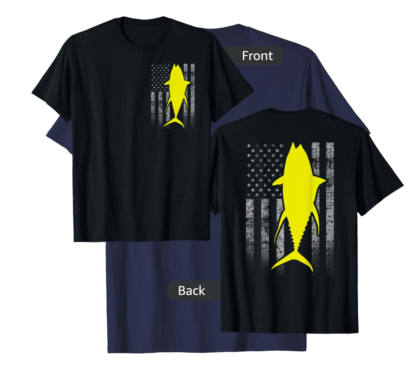 Two-Sided Yellowfin Flag Shirt - Yellowfin Tuna US Flag T-Shirt