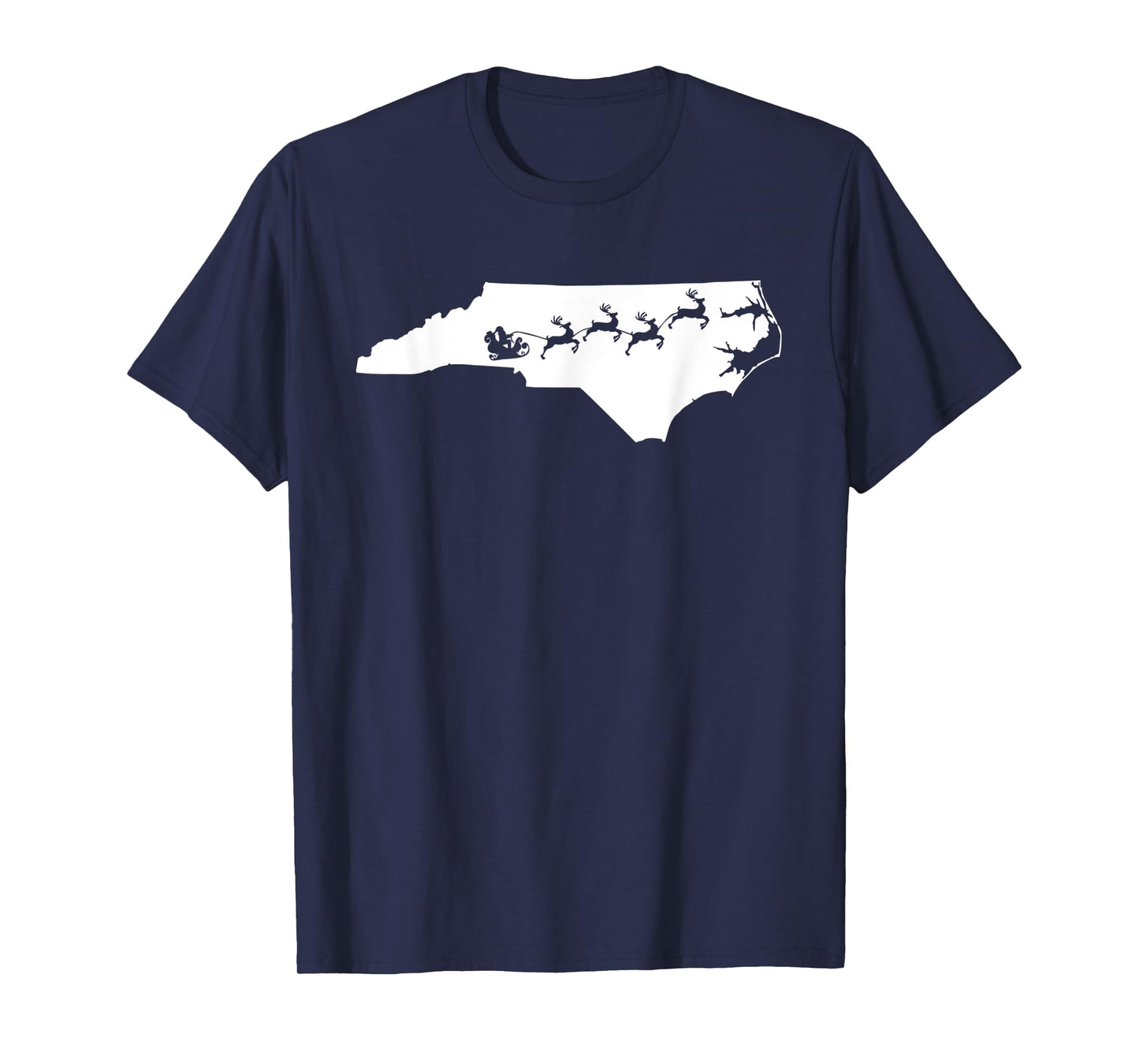 North Carolina Christmas Map Reindeer T-Shirt