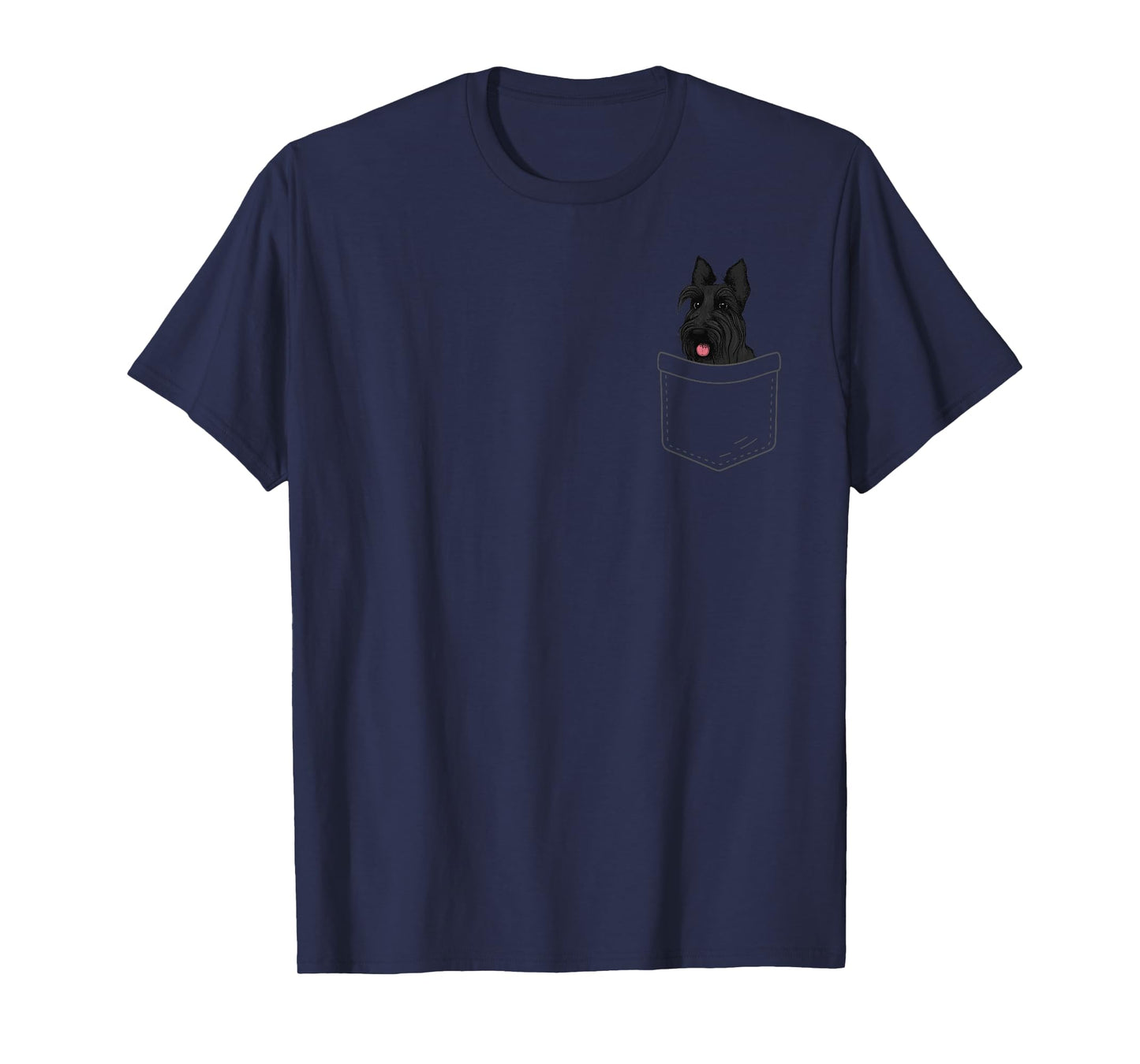 Funny Scottish Terrier Art Men Women Scottie Dog in Pocket T-Shirt