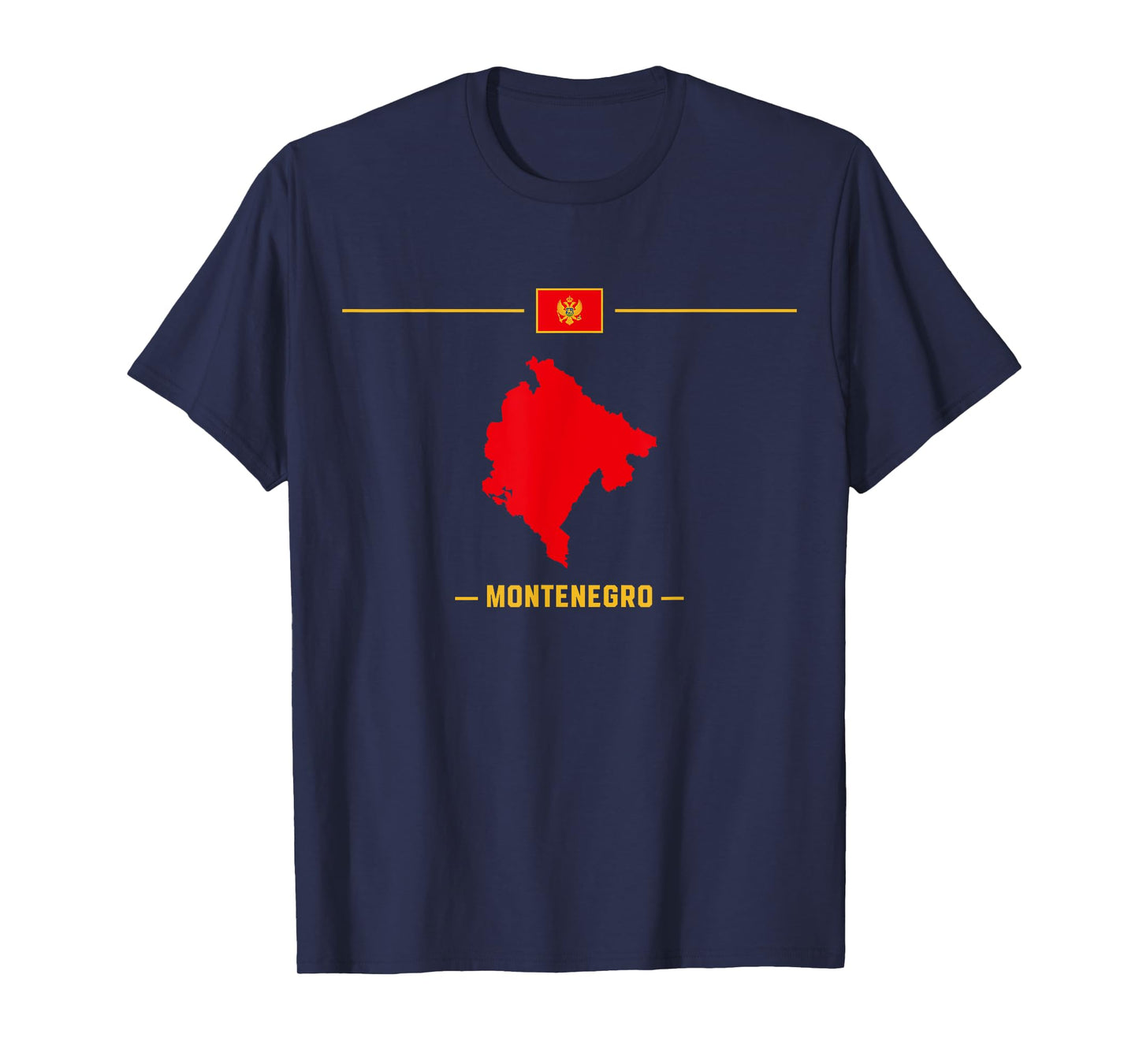 Map of Montenegro isolated with flag and name of the country T-Shirt