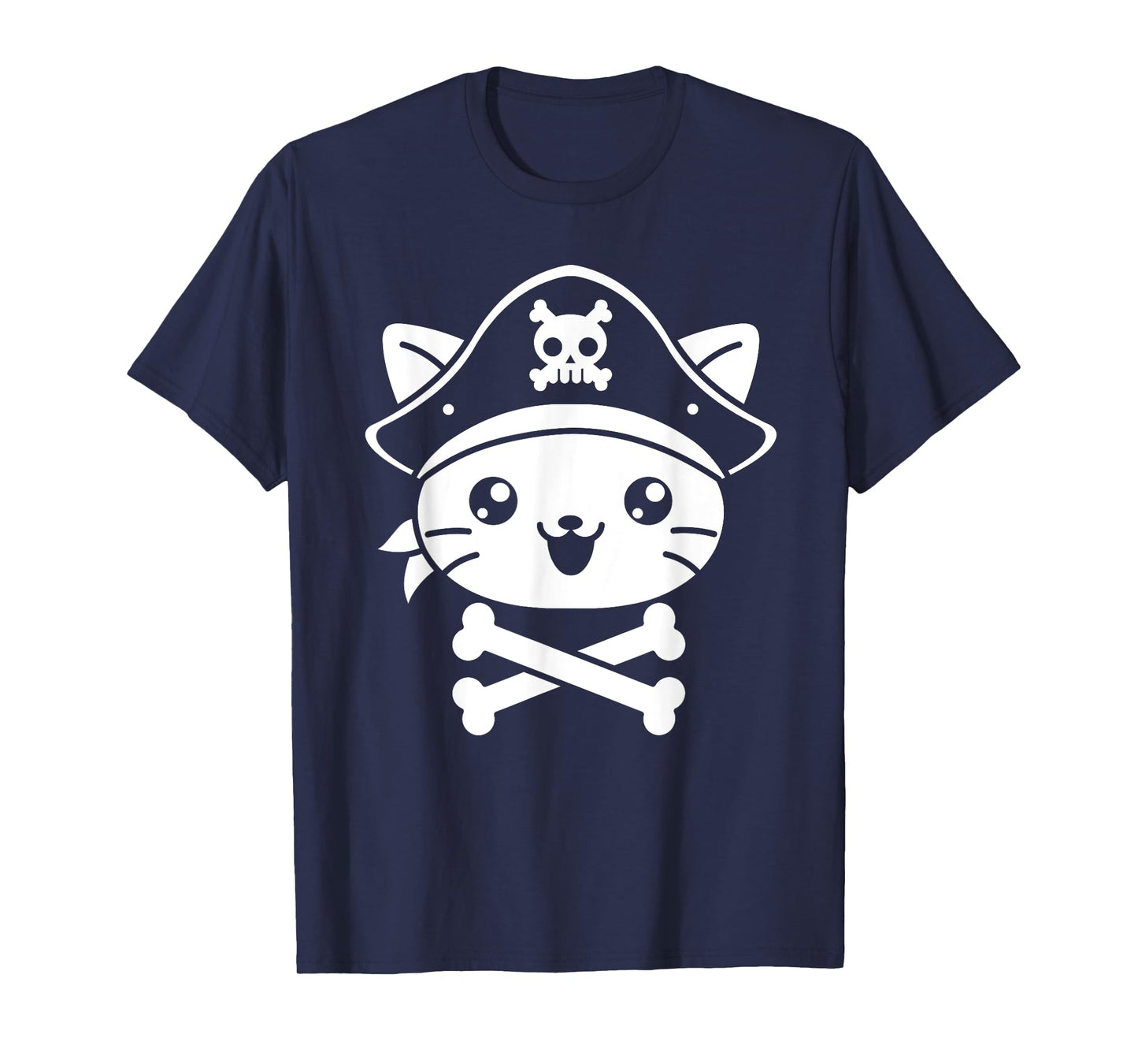 Pirate Cat Crossbones Cat Lover Kitty Cats Kitten Owner Men Women Girls Kids T-Shirt