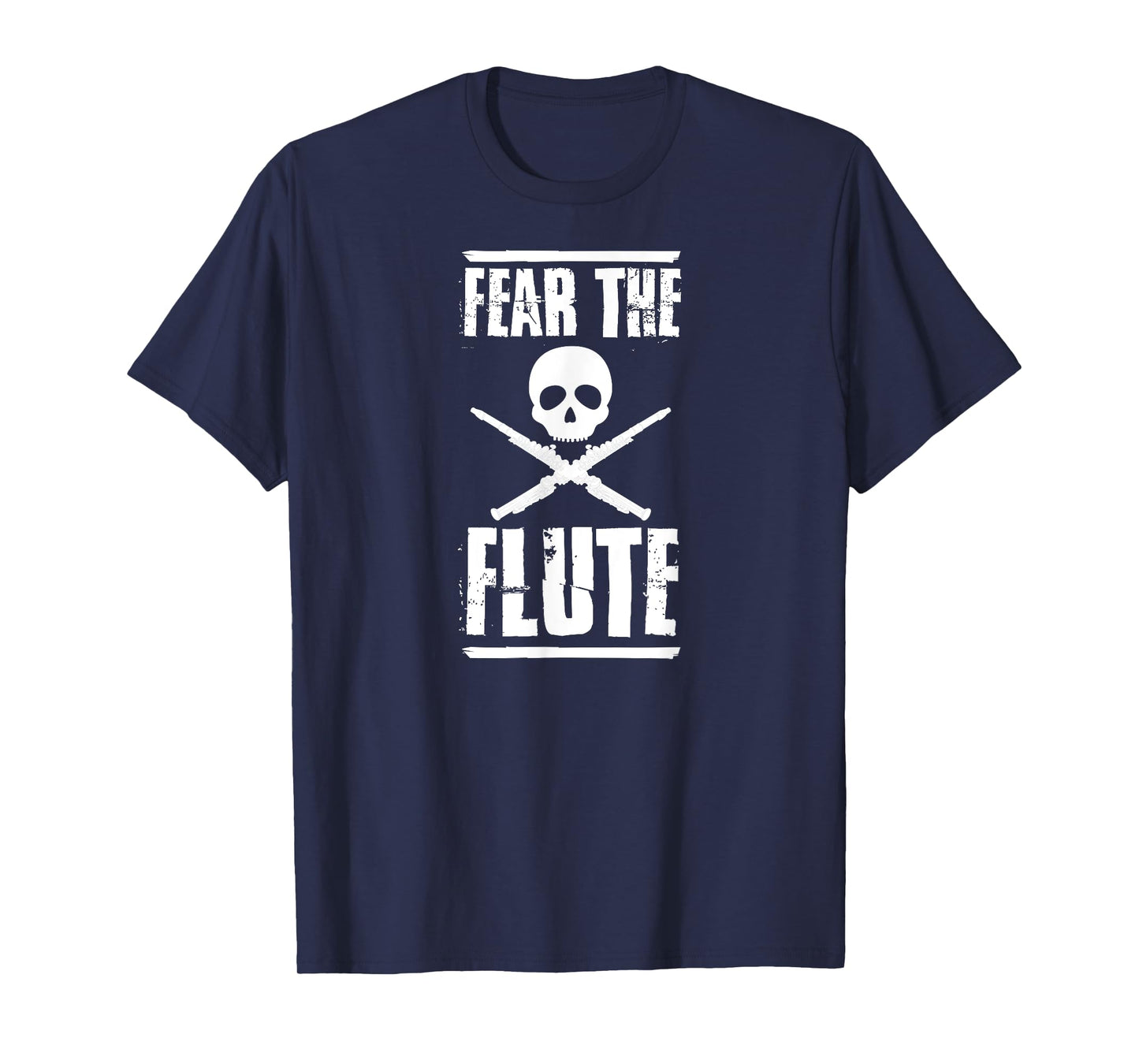 Fear The Flute Spooky Halloween Flutist Skull T-Shirt