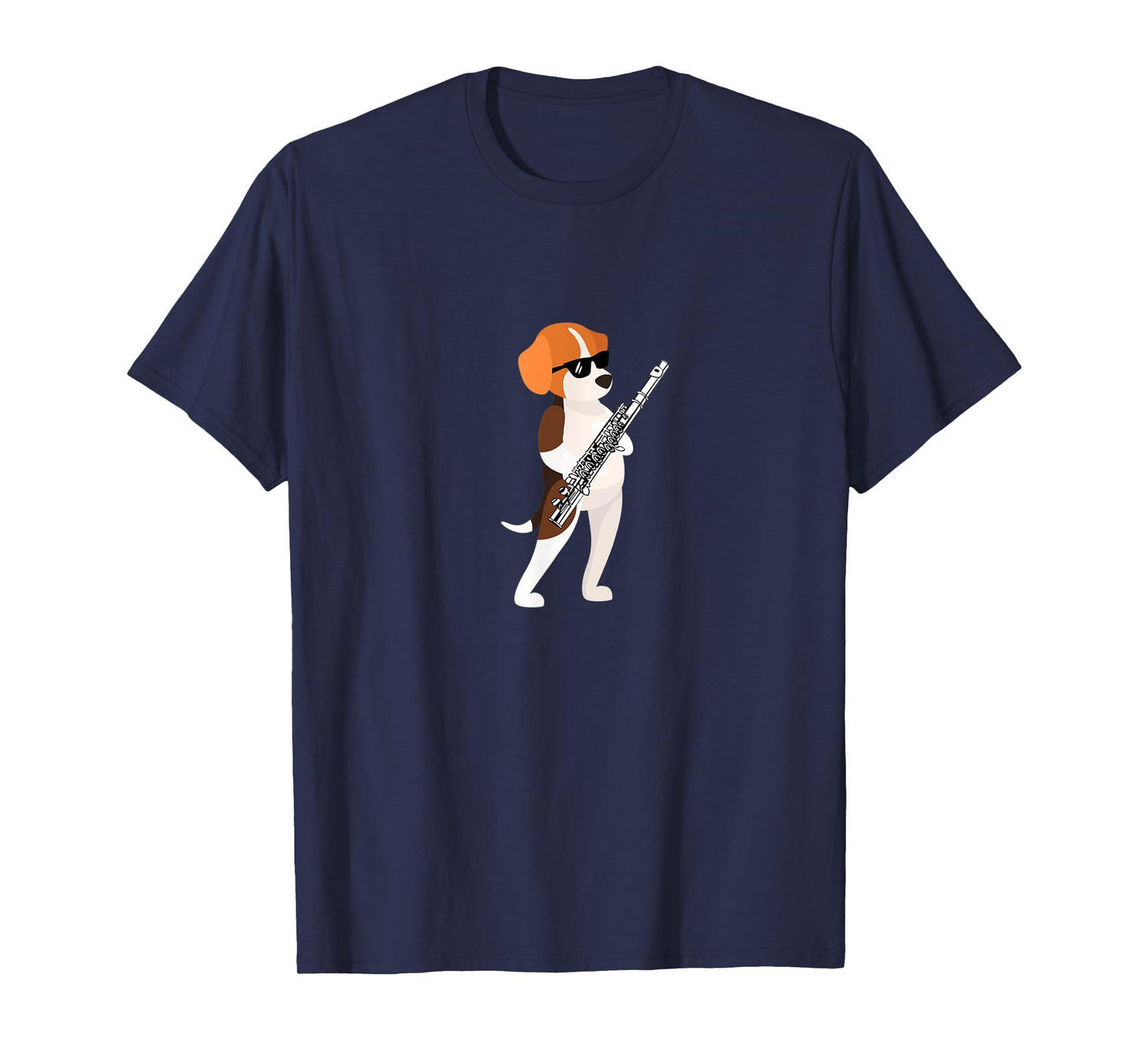 Funny Dog Wearing Sunglasses Playing Flute Beagle T-Shirt