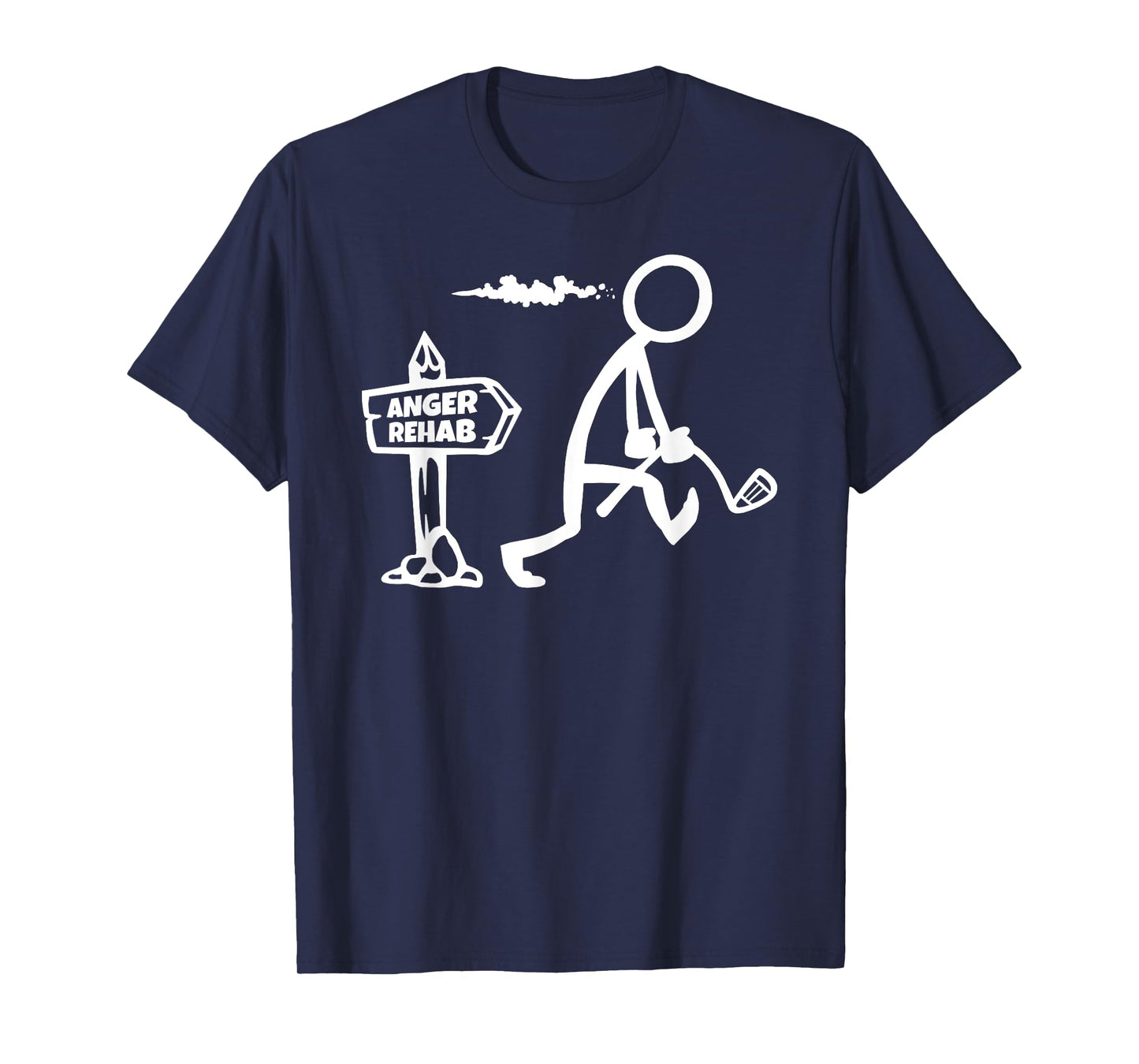 Funny Golf Apparel, Angry Golfer Walks By Anger Rehab Sign T-Shirt