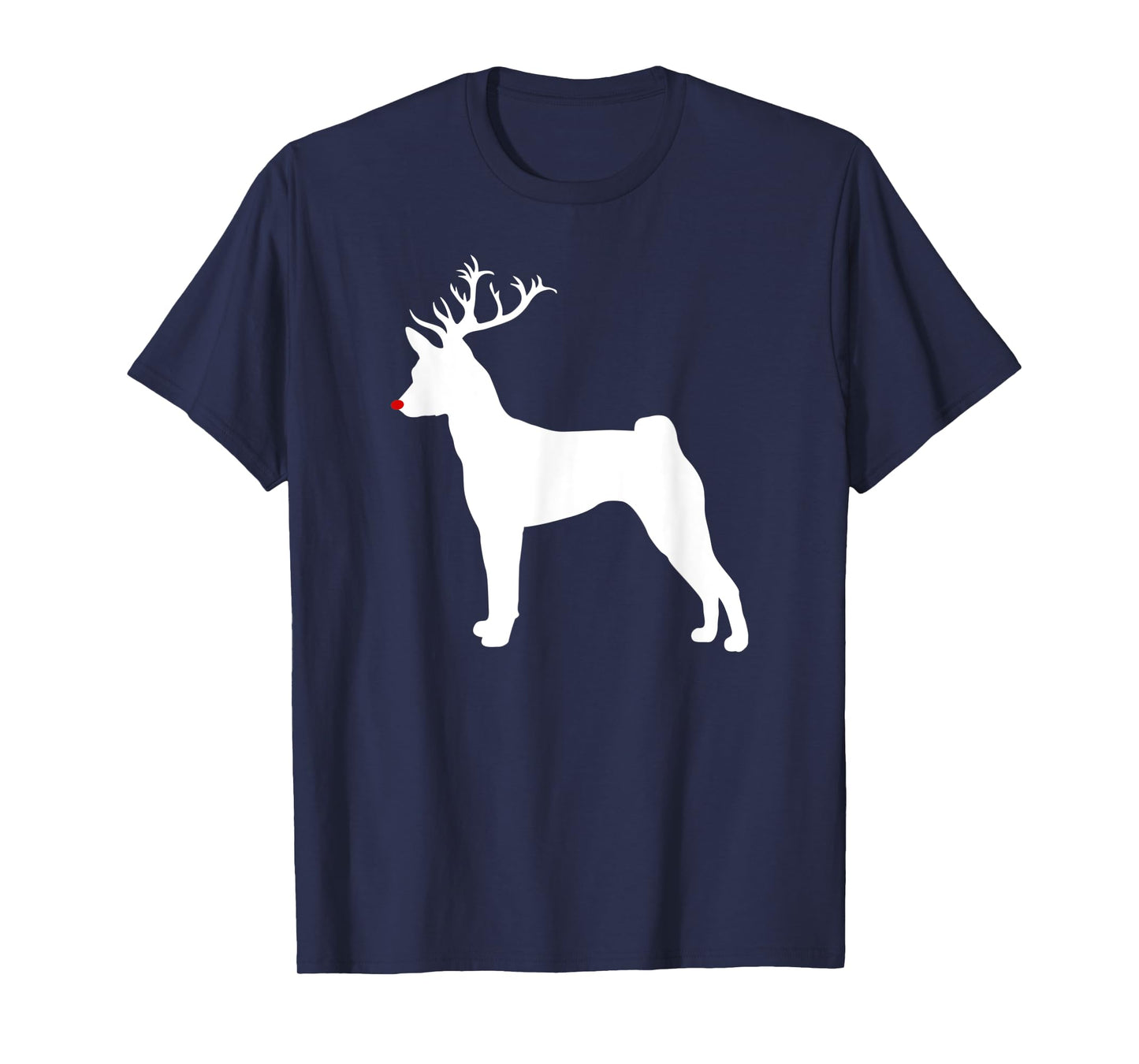 Funny Basenji Dog Christmas Reindeer Antlers Xmas T-Shirt