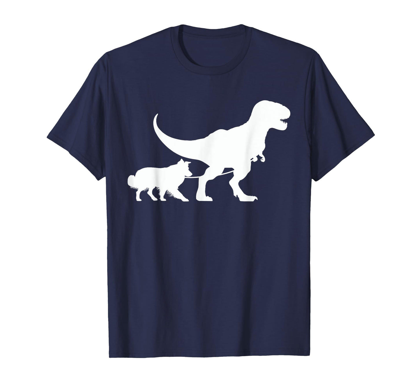 T-Rex Walking a Dog Funny Border Collie Dad Dog Lovers T-Shirt
