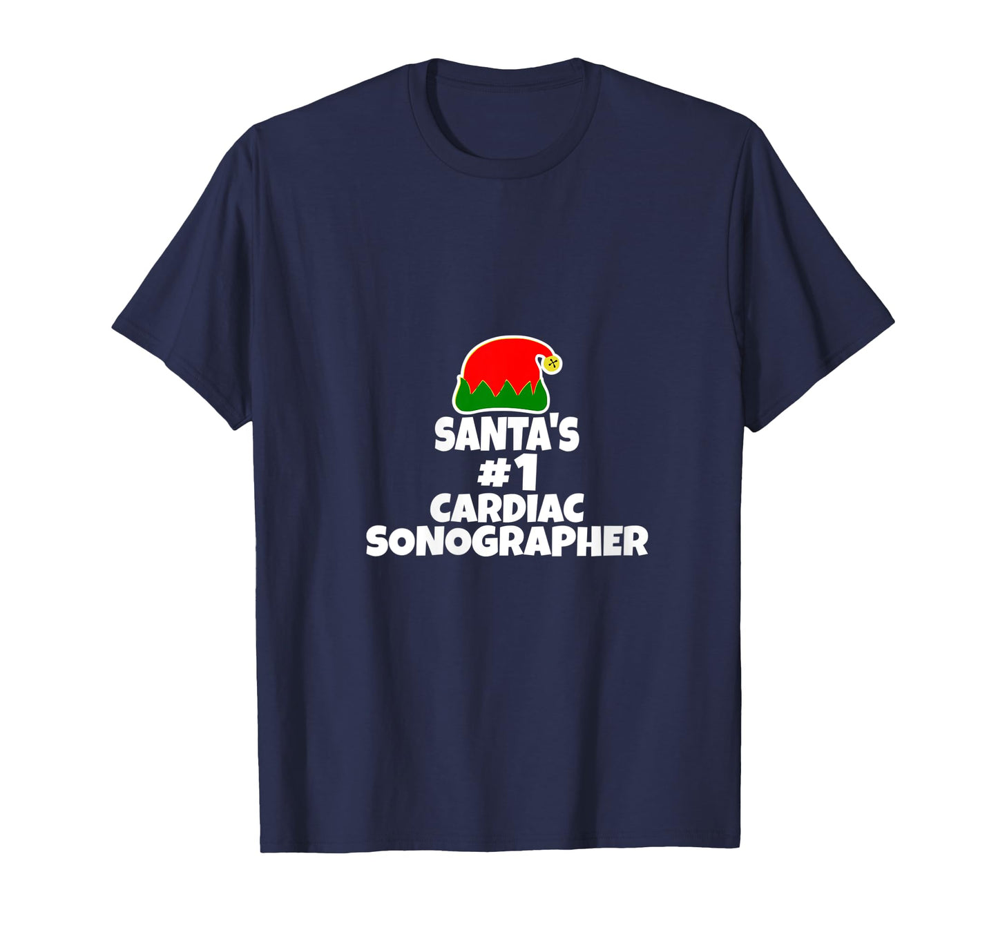 Womens Santa's #1 Cardiac Sonographer Echo Tech Christmas Holiday V-Neck T-Shirt