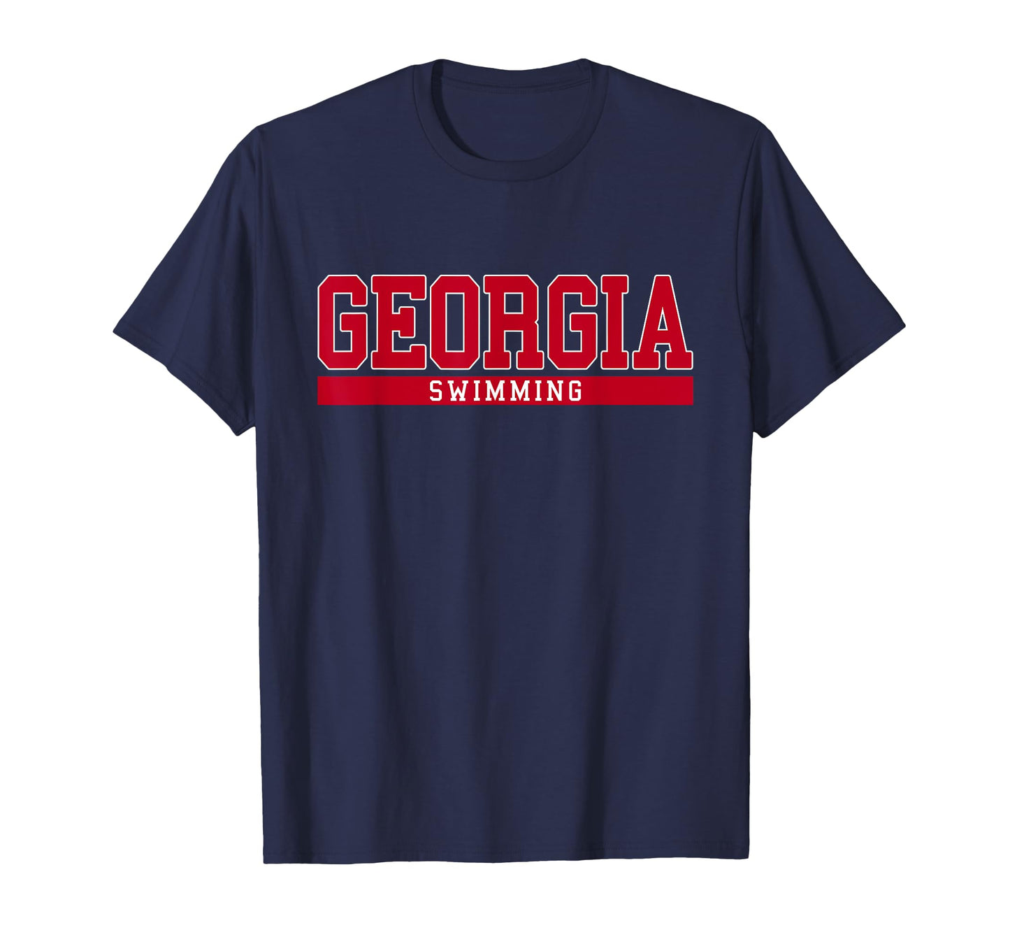 Georgia Swimming T-Shirt - Black, Unisex, Short Sleeve, Modern, Crew Neck, T-Shirt, Swimming Enthusiasts