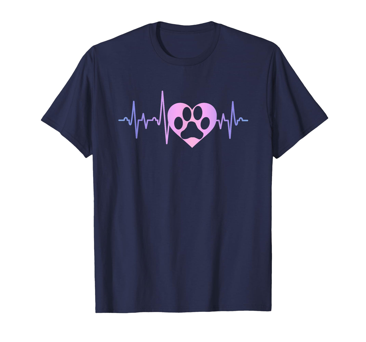 Dog Paw Print Heartbeat EKG Funny Dog Lover Heart Graphic T-Shirt for Men Women Kids