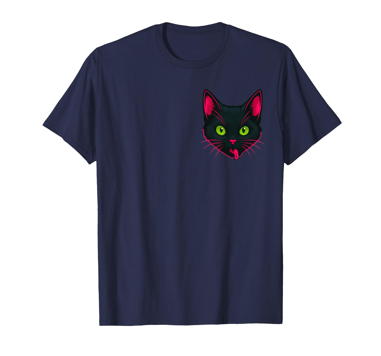 Cute Black Dripping Ice Cream Cat with Green Eyes T-Shirt