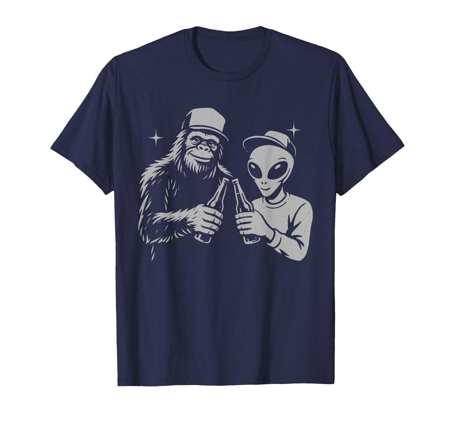 UFO and Bigfoot Funny Drinking Beer Cryptid T-Shirt