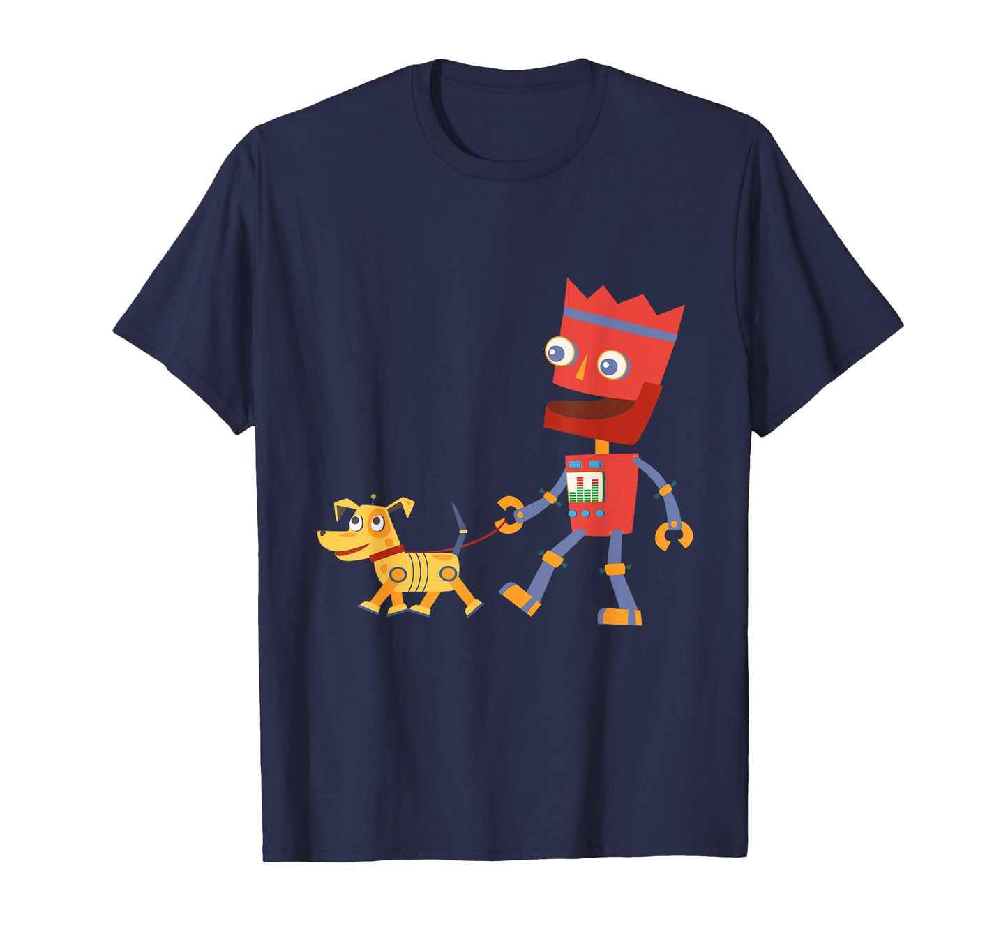 Robot Walking Robotic Dog Funny Face and Silly Walk T Shirt T-Shirt for Men Women Girls Kids