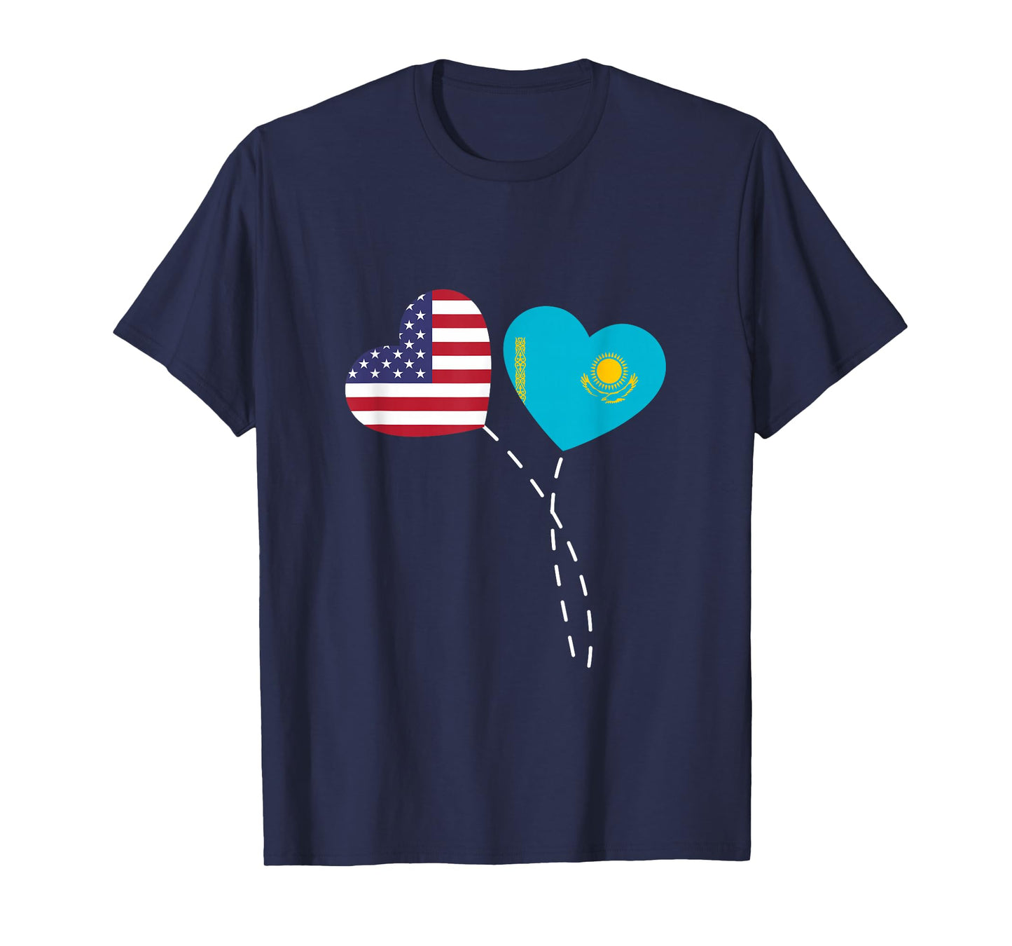 Loving USA Kazakhstan Flag Heart Kazakh Americans Love T-Shirt